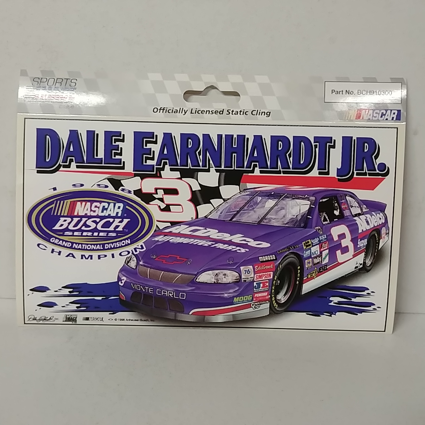 1998 Dale Earnhardt Jr AC Delco "Busch Series Champion" static cling