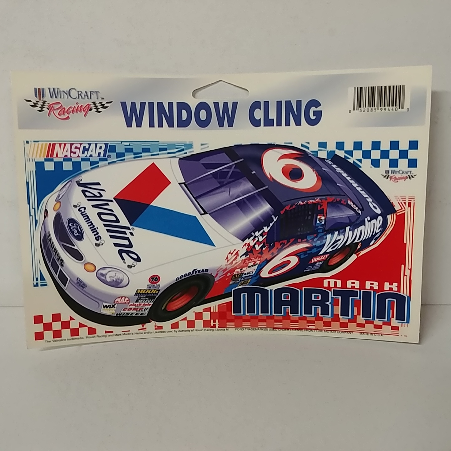 1998 Mark Martin Valvoline window cling