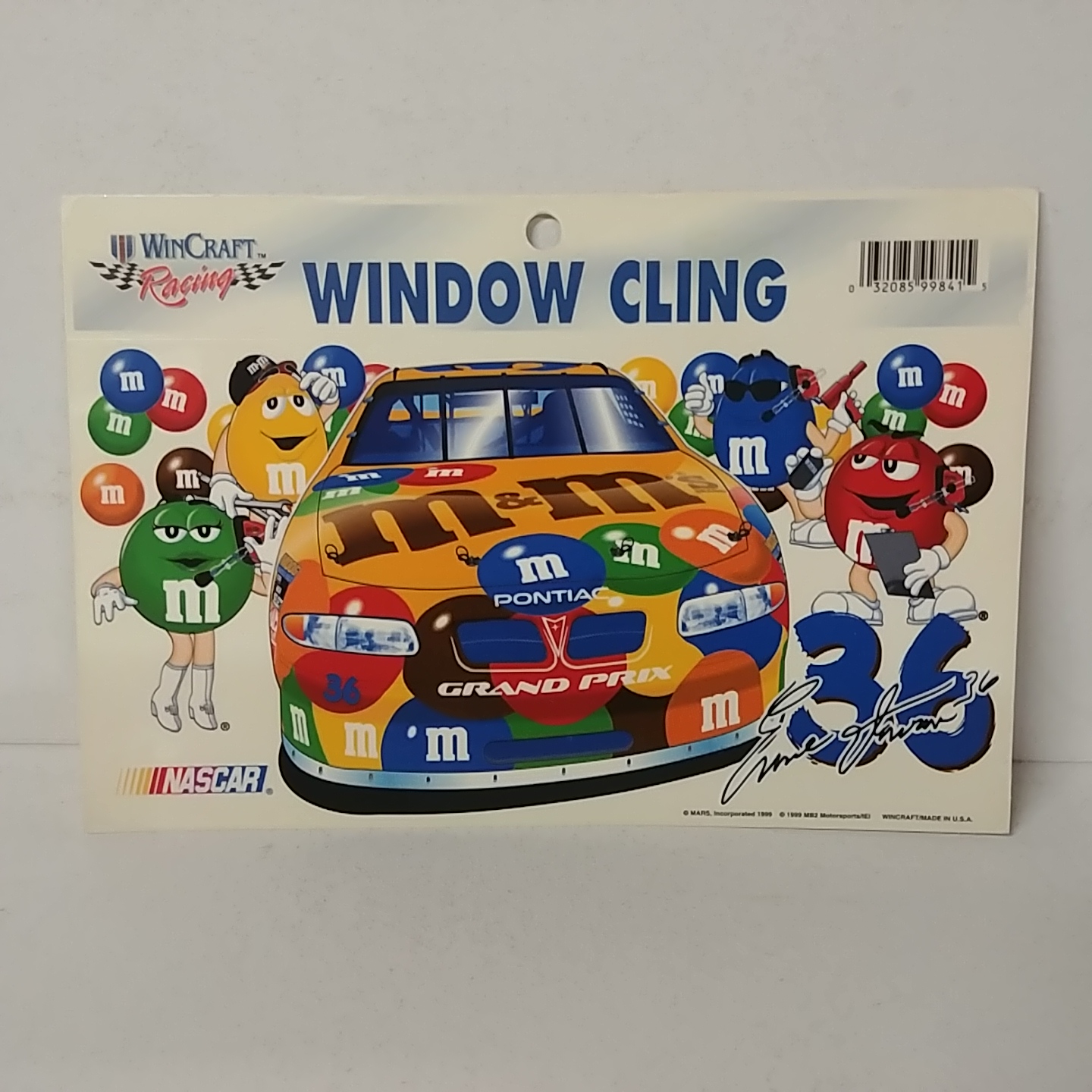 1999 Ernie Irvan M&M's window cling