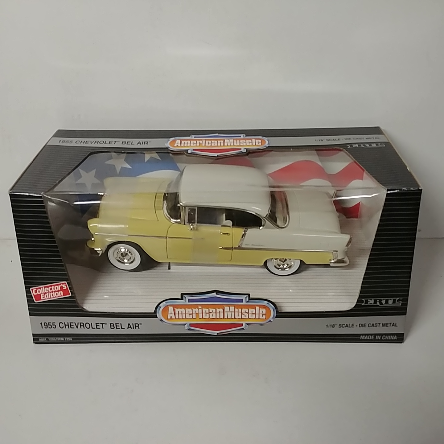1955 Chevrolet 1/18th Bel Air Yellow and White