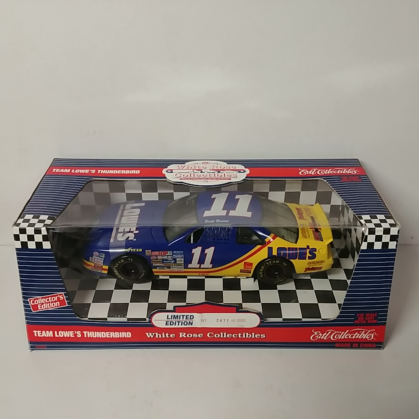 1995 Bret Bodine 1/18th Lowe's clear window bank Thunderbird