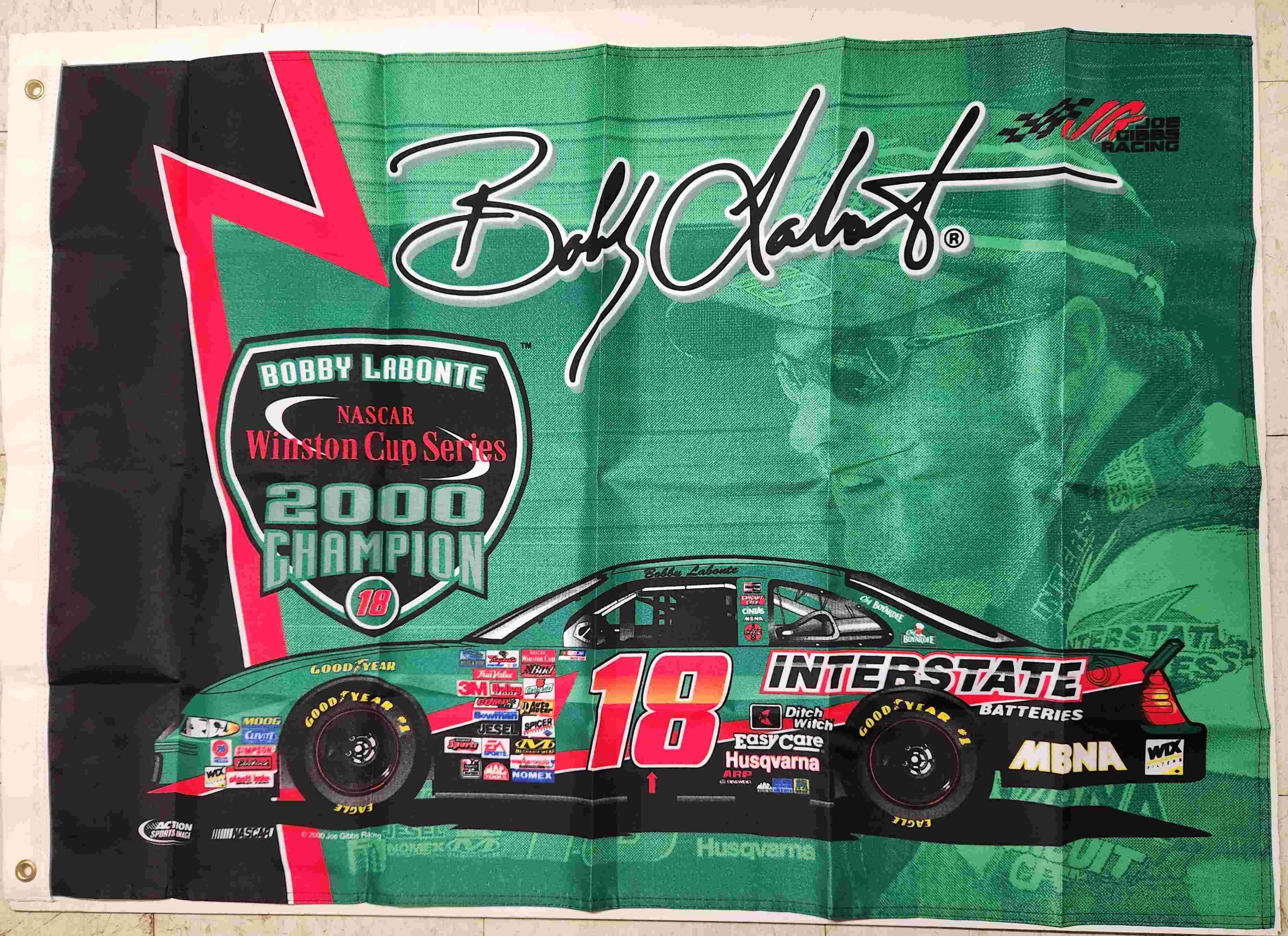 2000 Bobby Labonte Interstate Batteries "Winston Cup Champion" fan flag