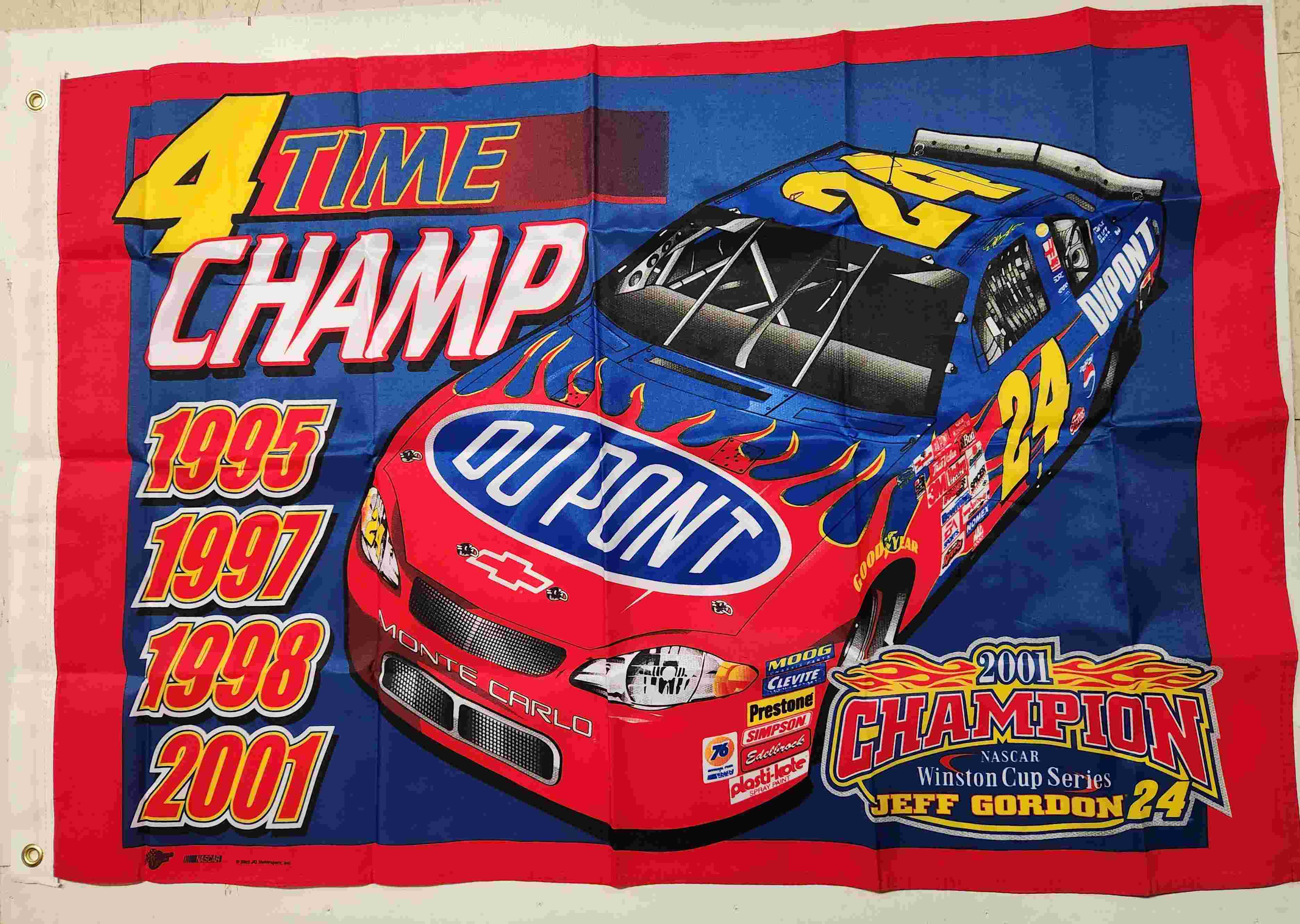 2001 Jeff Gordon Dupont "4 Time Winston Cup Champion" fan flag