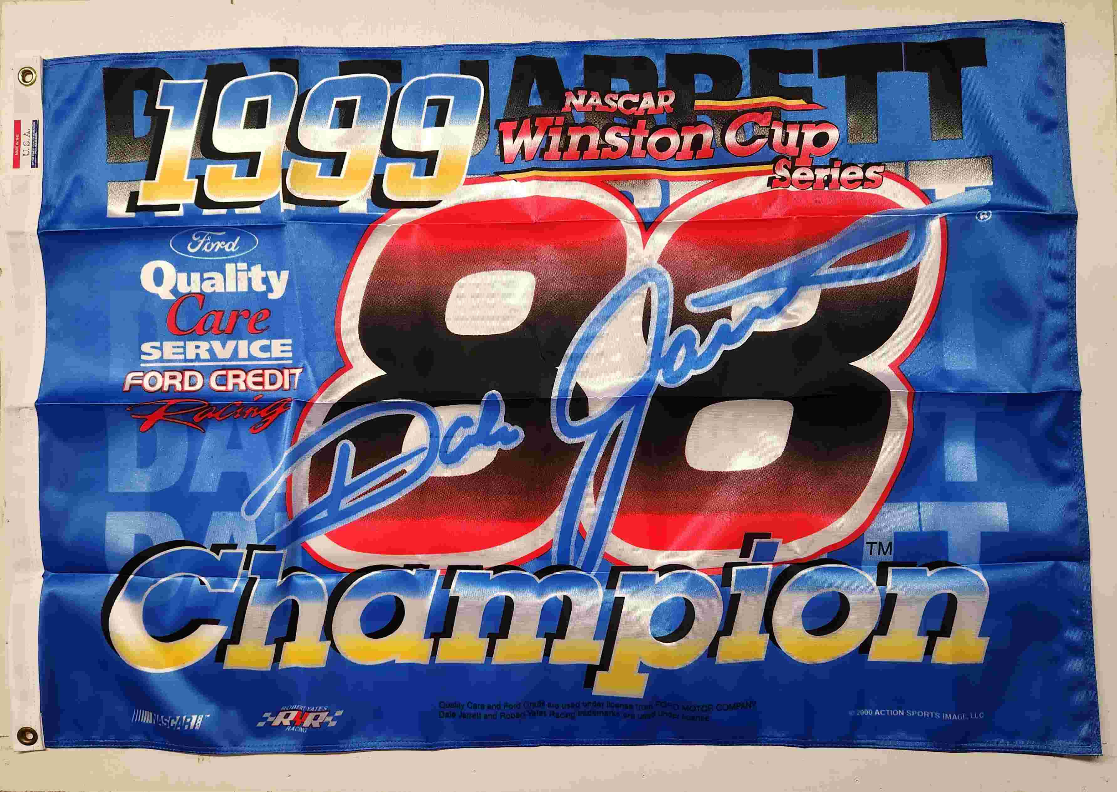 1999 Dale Jarrett Quality Care "Winston Cup Champion" fan flag 