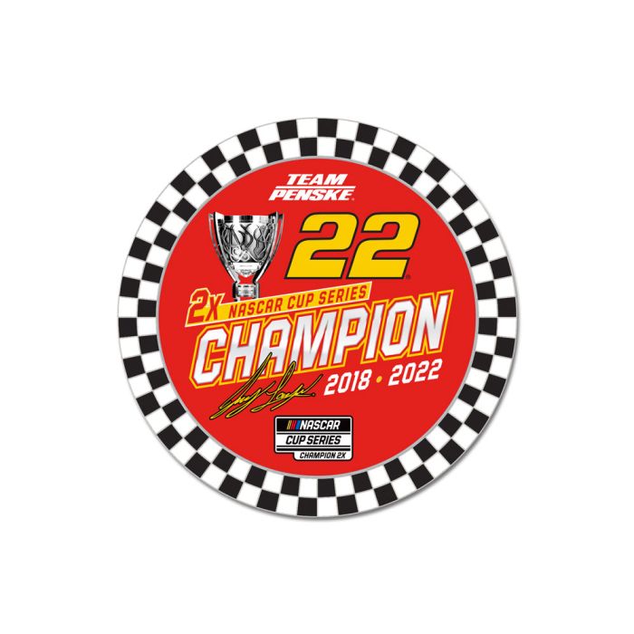 2022 Joey Lagano 2 Time NASCAR Cup Champion round collectors pin