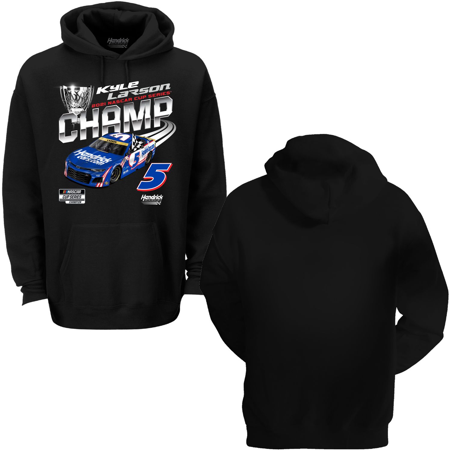 2021 Kyle Larson HendrickCars.com "NASCAR Cup Series Champion" black hoodie