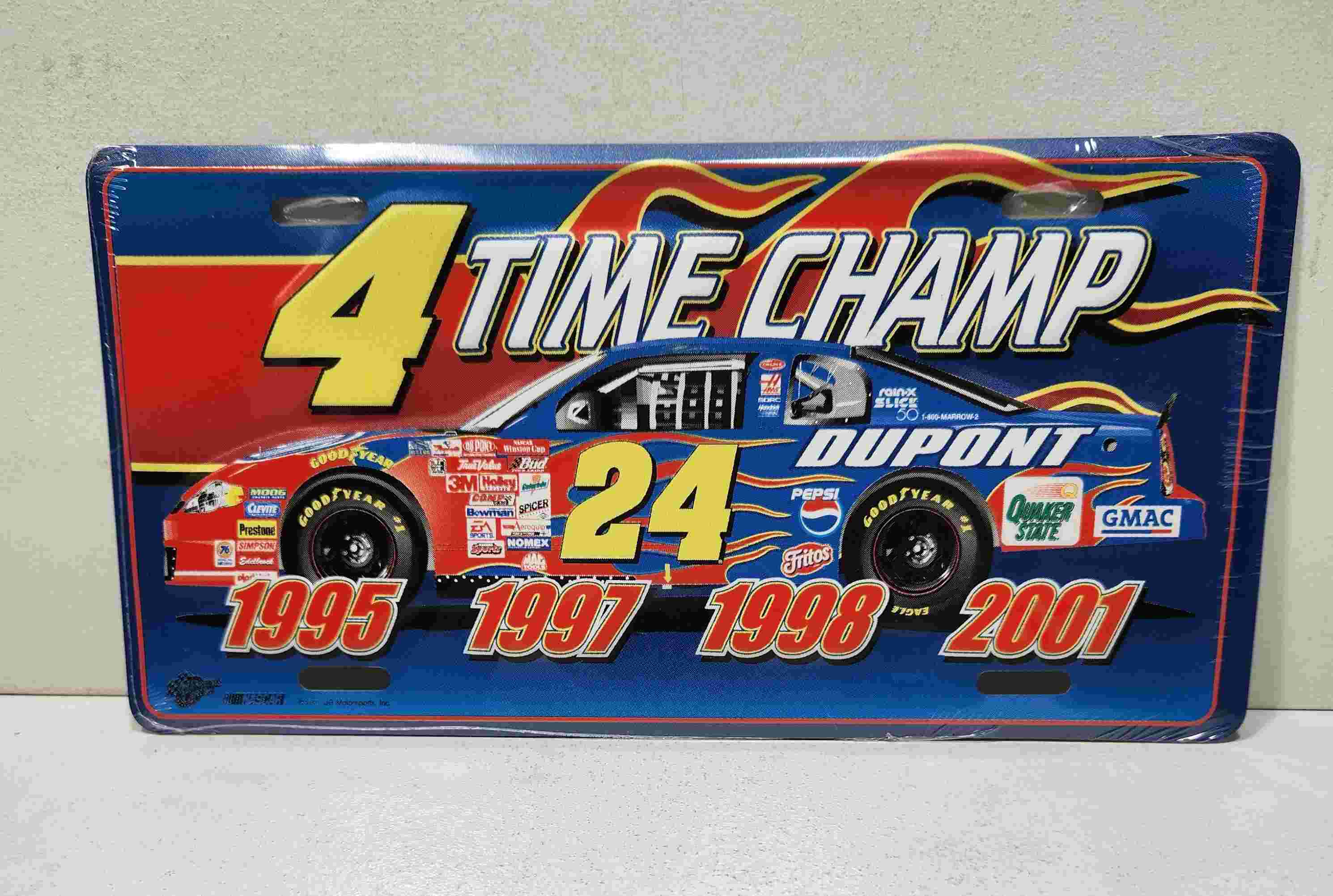 2001 Jeff Gordon Dupont "4 Time Champion" metal license plate