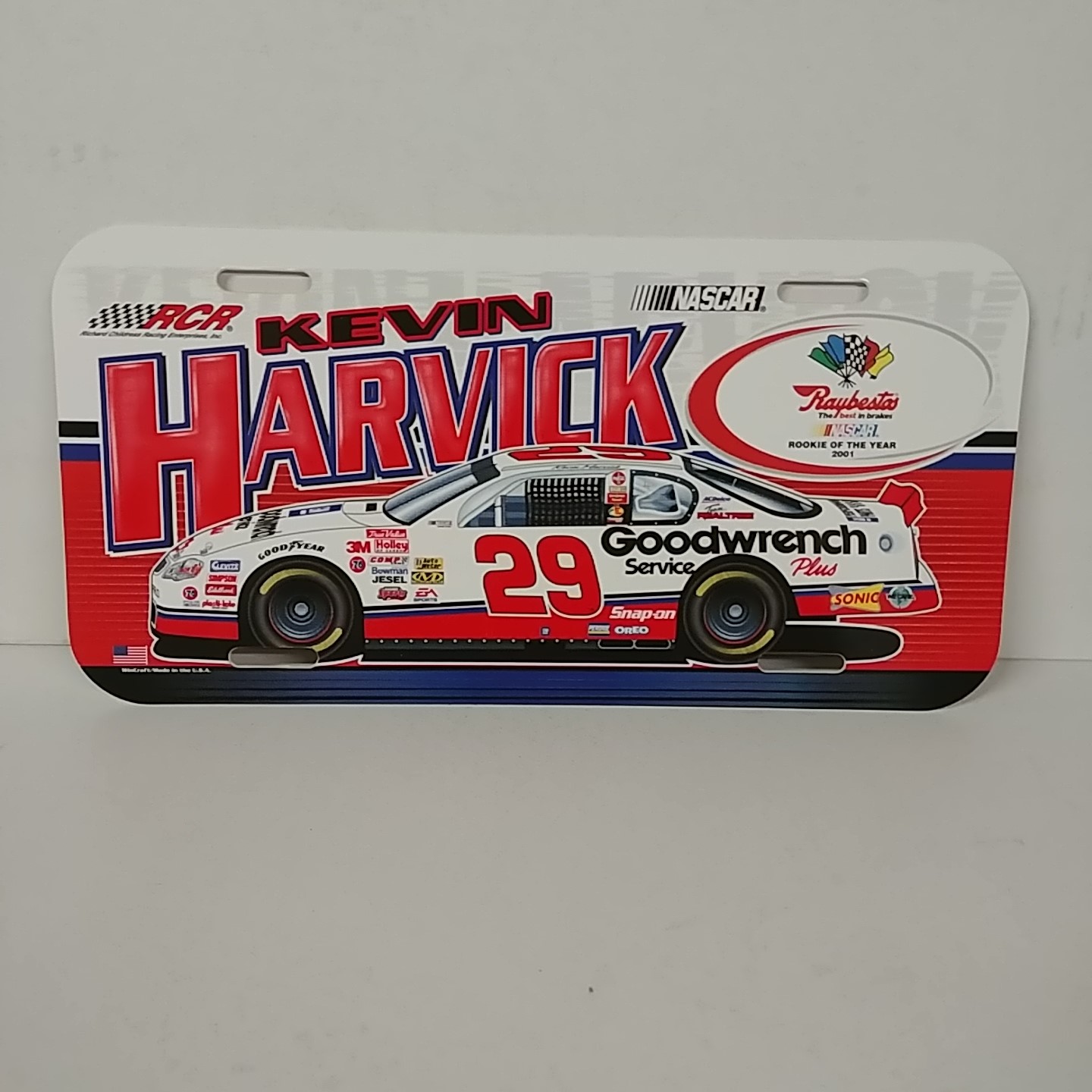 2001 Kevin Harvick Goodwrench "Rookie of theYear" plastic license plate
