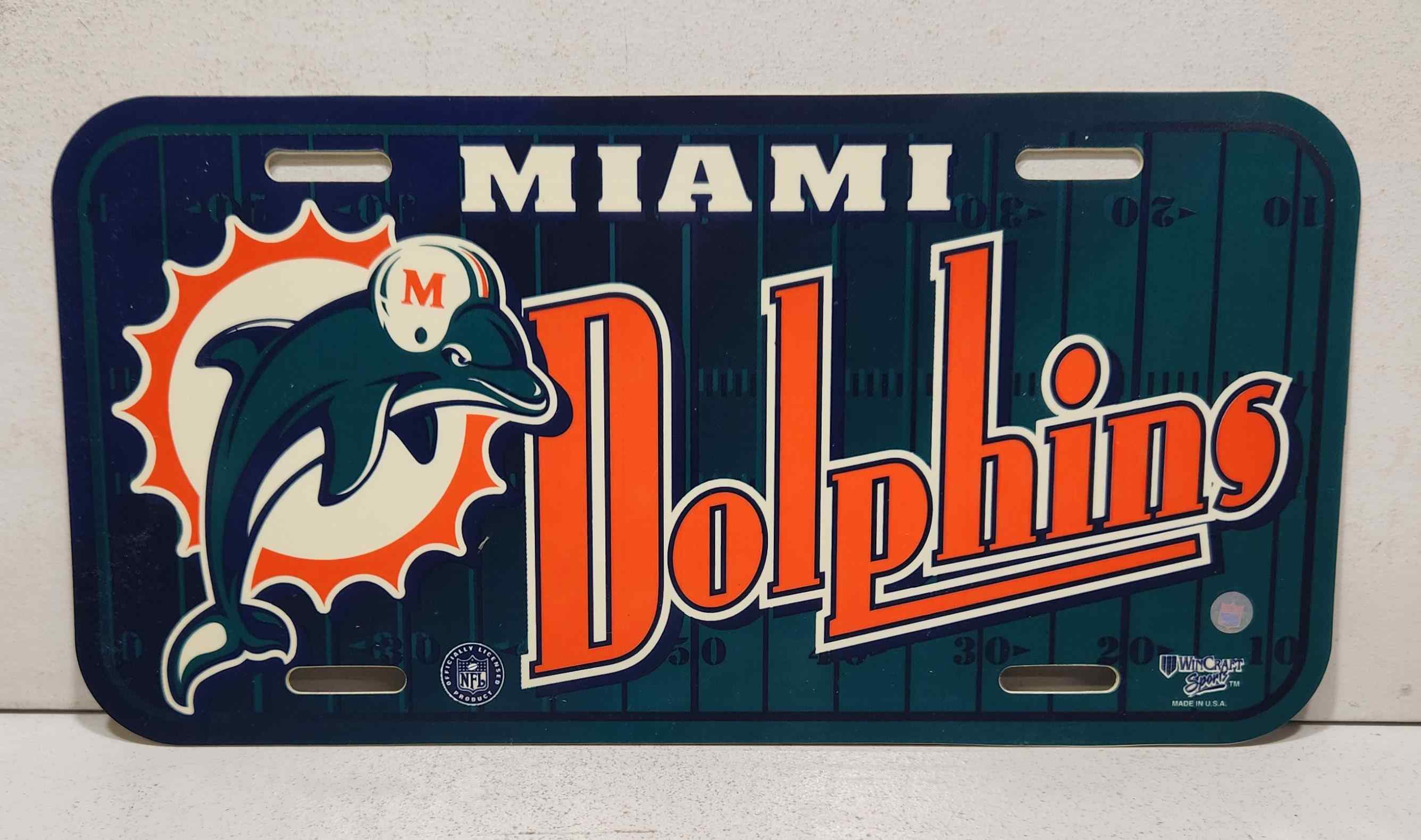 2001 Miami Dolphins plastic license plate
