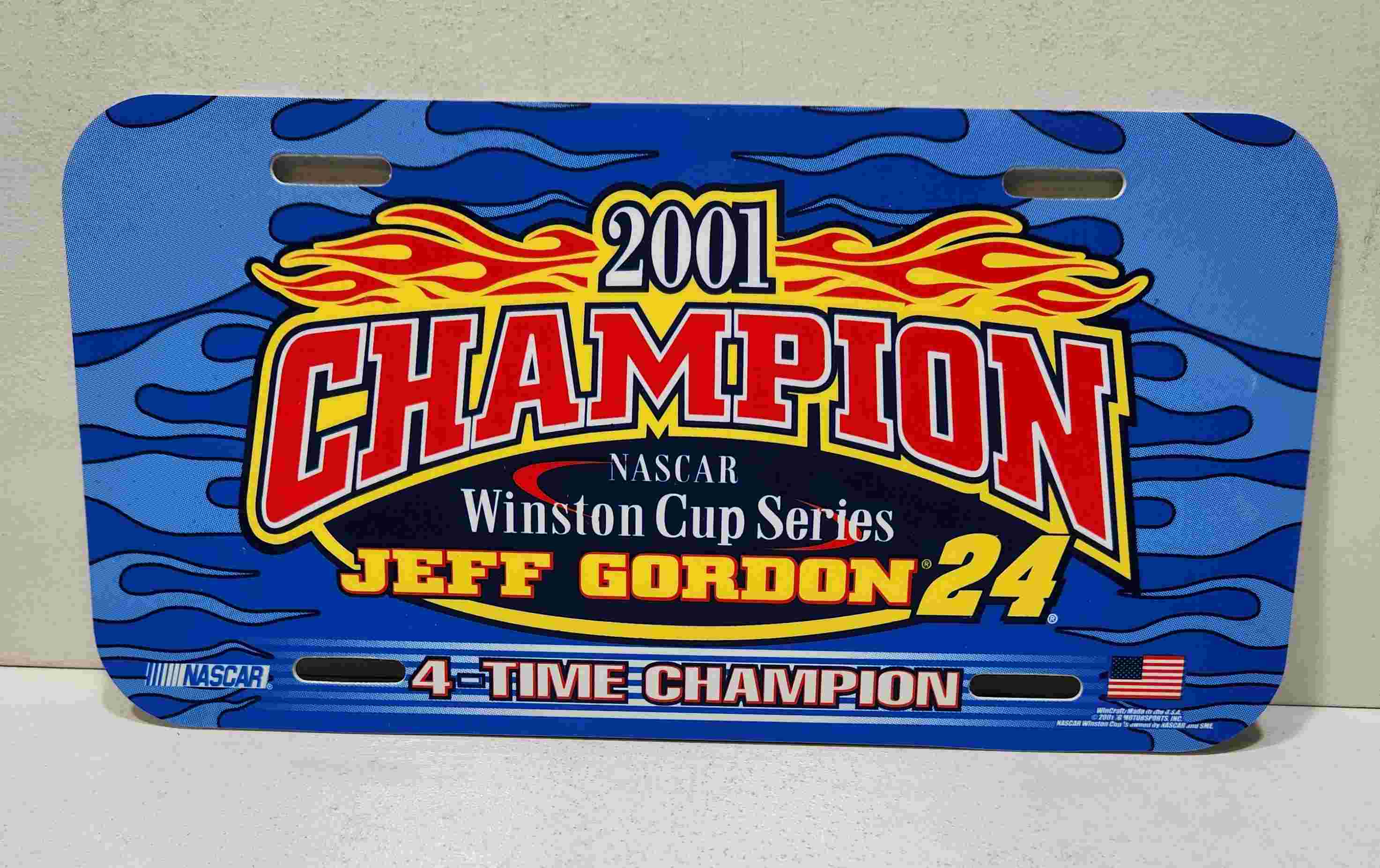 2001 Jeff Gordon "4 Time" "Winston Cup Champion" plastic license plate