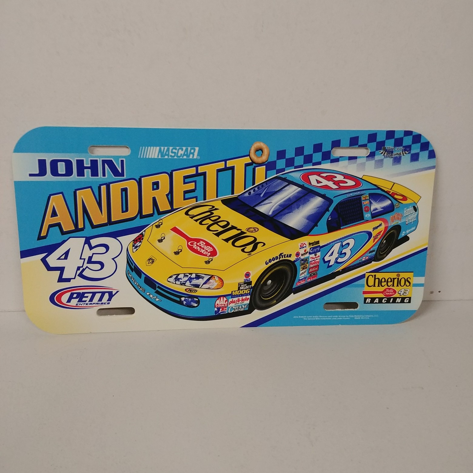 2002 John Andretti Cheerios plastic license plate