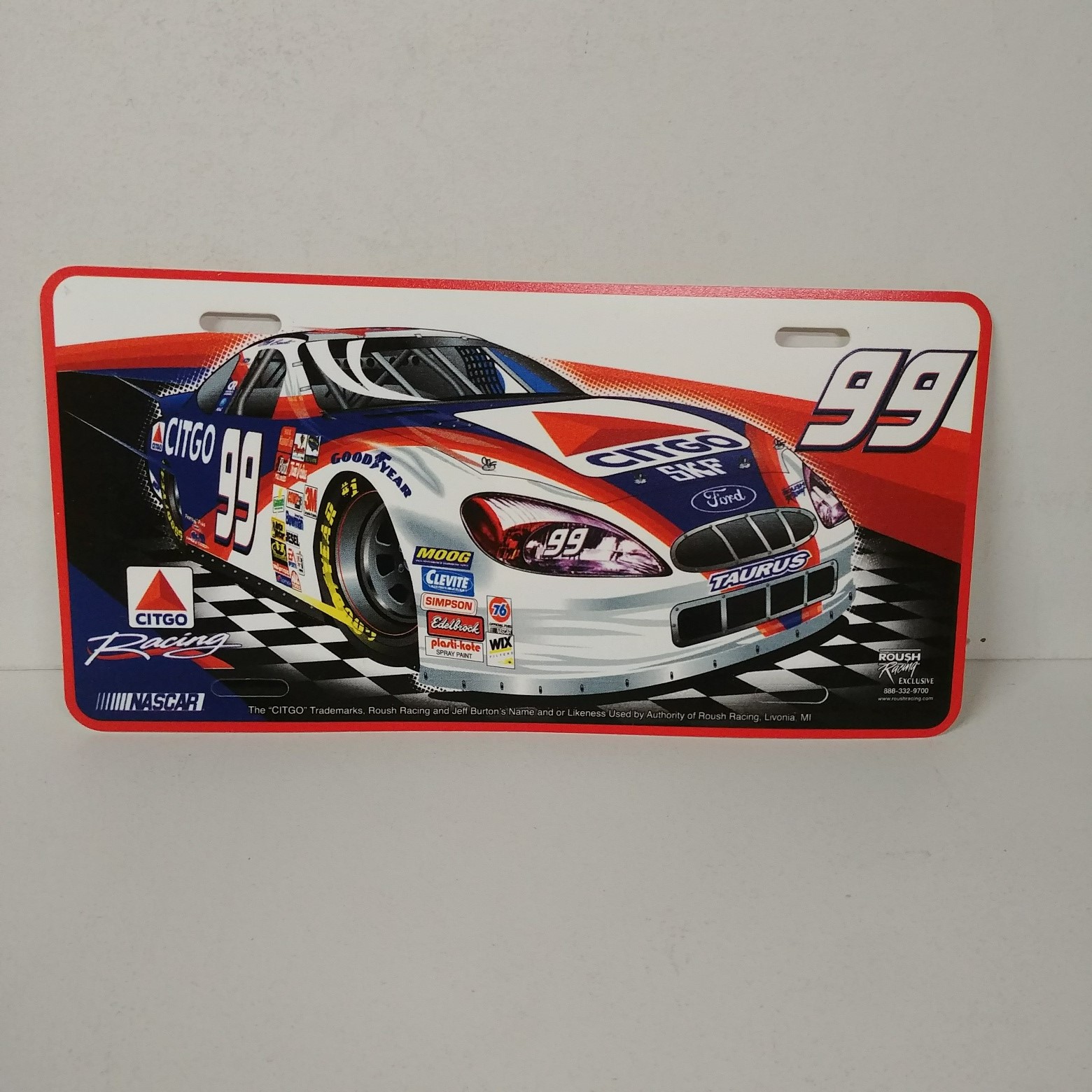 2002 Jeff Burton Citgo plastic license plate