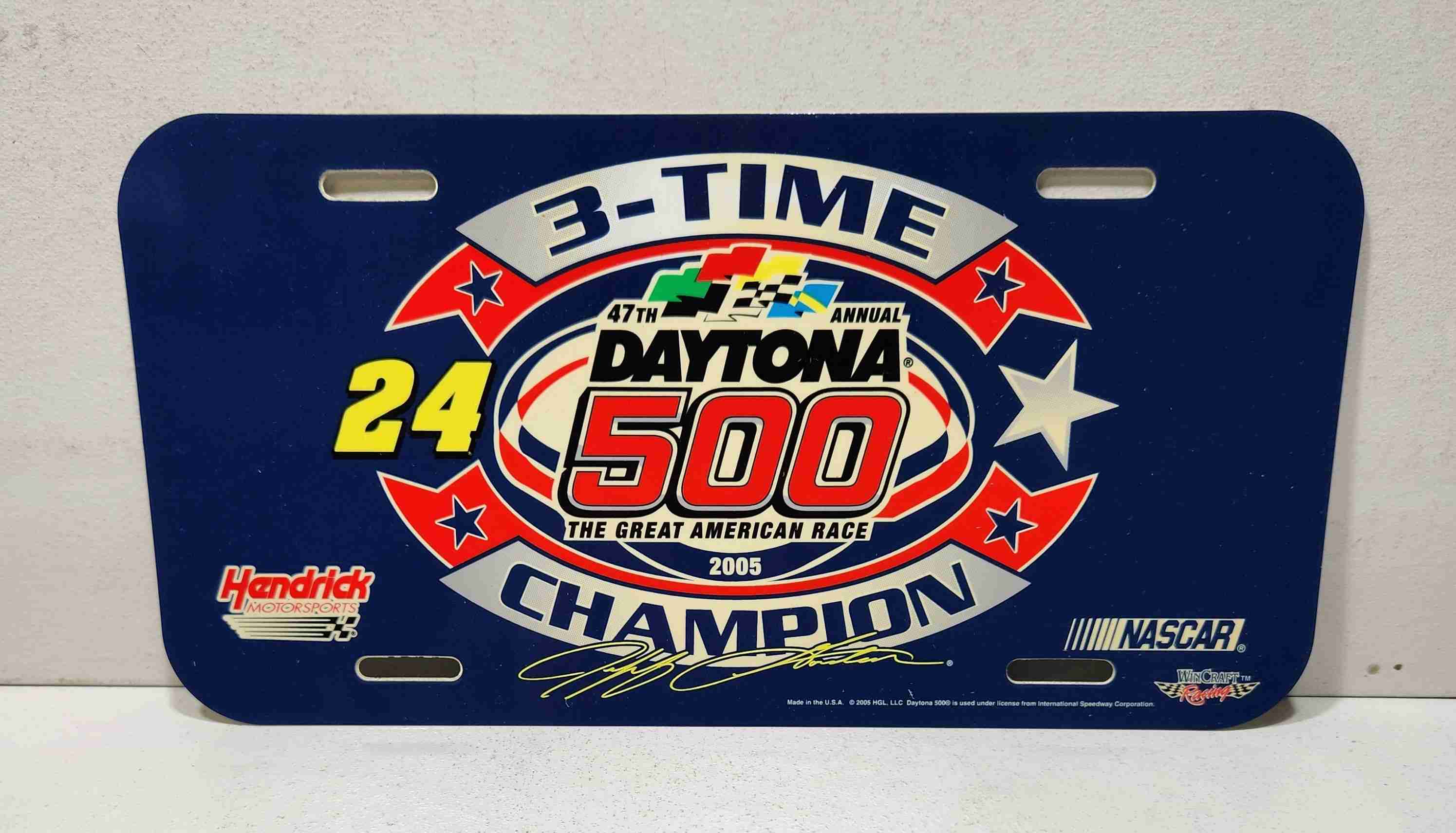 2005 Jeff Gordon 3 Time Daytona Winner plastic license plate