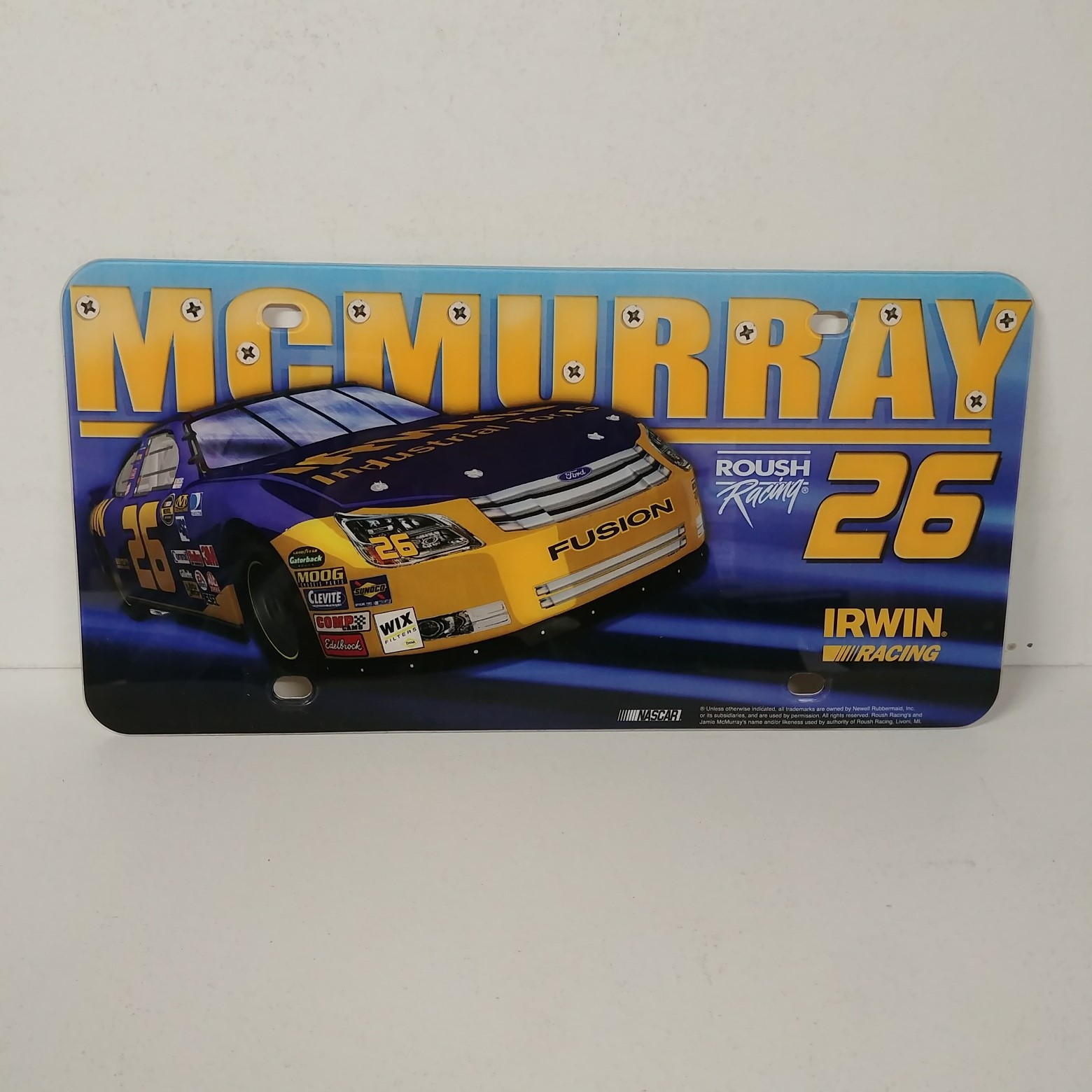 2007 Jamie McMurray Irwin Tools plastic license plate