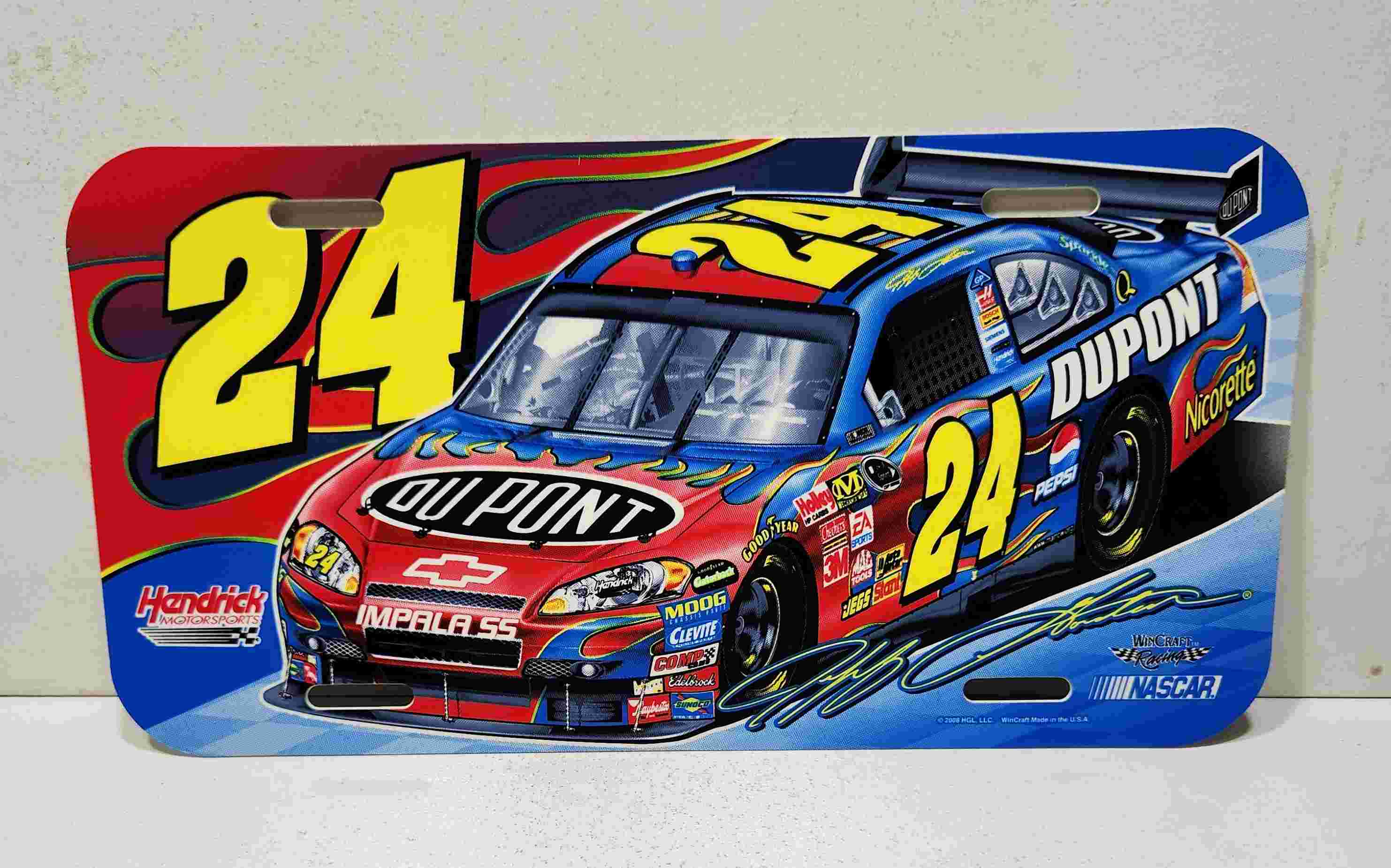 2008 Jeff Gordon Dupont plastic license plate by Wincraft