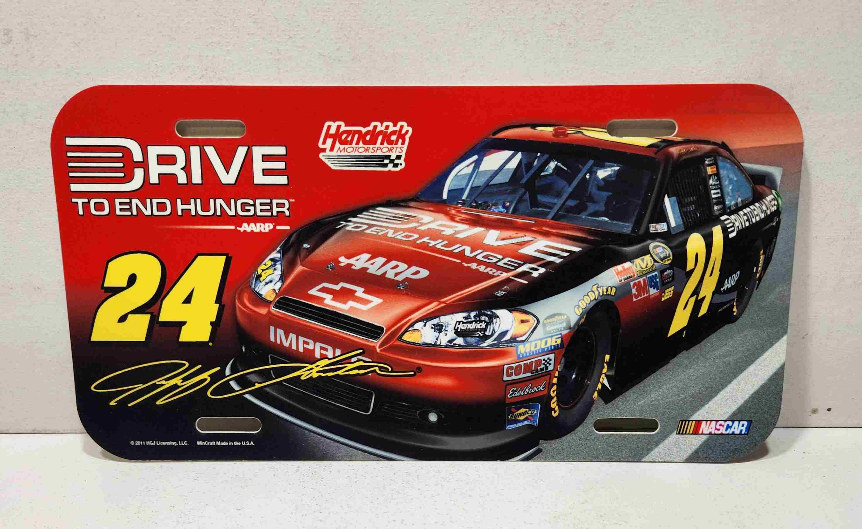 2011 Jeff Gordon AARP "Drive To End Hunger" plastic license plate by Wincraft