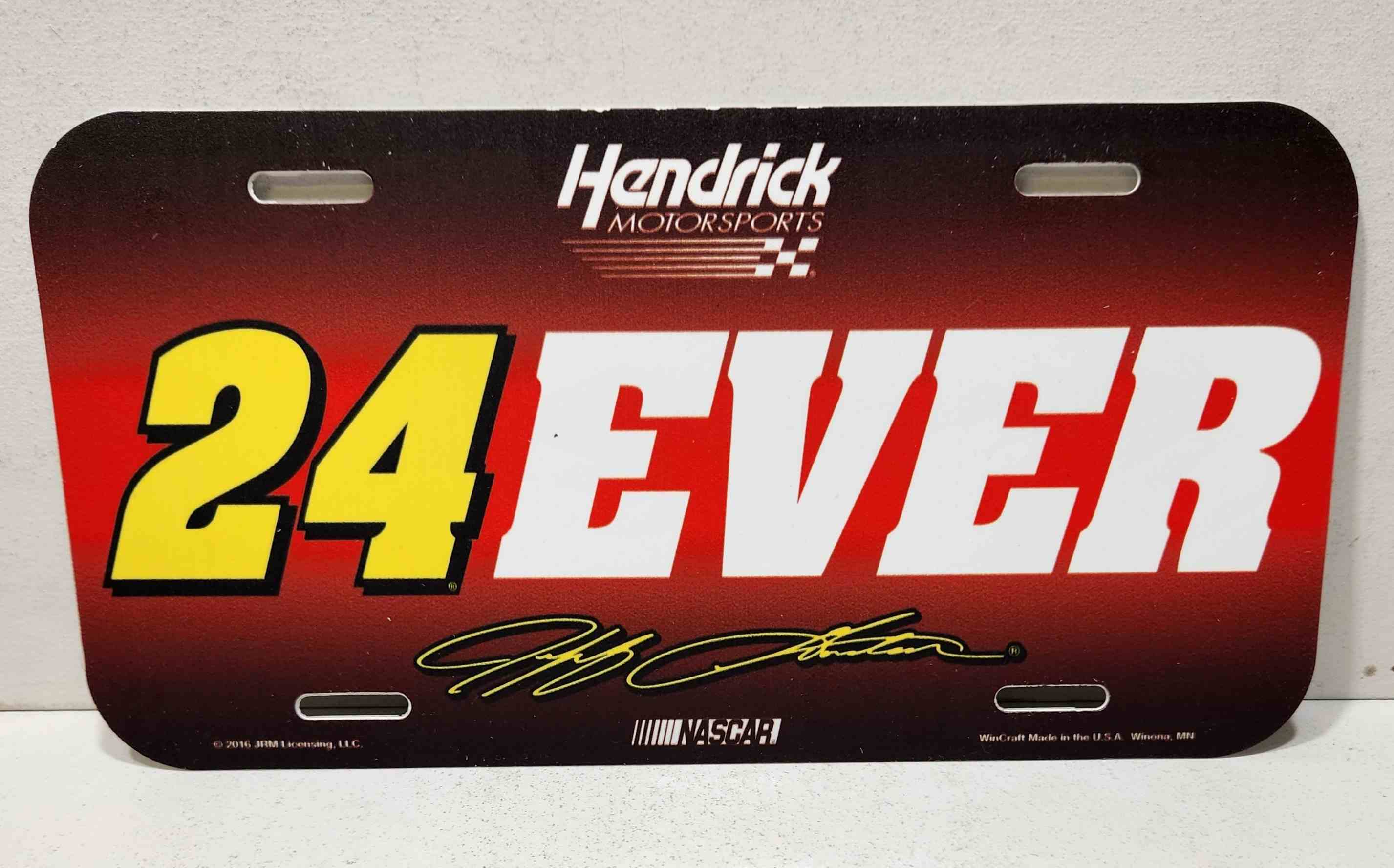 2016 Jeff Gordon "24EVER" plastic license plate