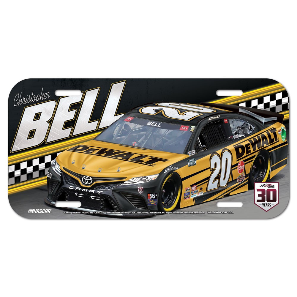 2021 Christopher Bell Dewalt plastic license plate