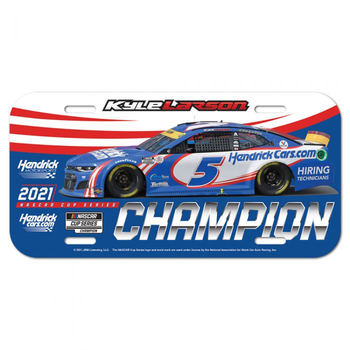 2021 Kyle Larson HendrickCars.com "NASCAR Cup Series Champion" plastic license plate