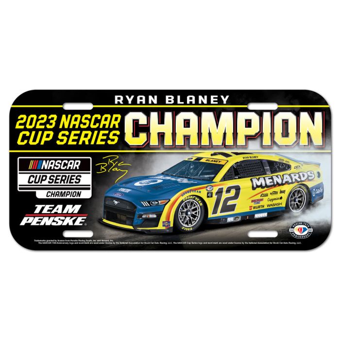 2023 Ryan Blaney Menards "Nascar Cup Series Champion" plastic license plate