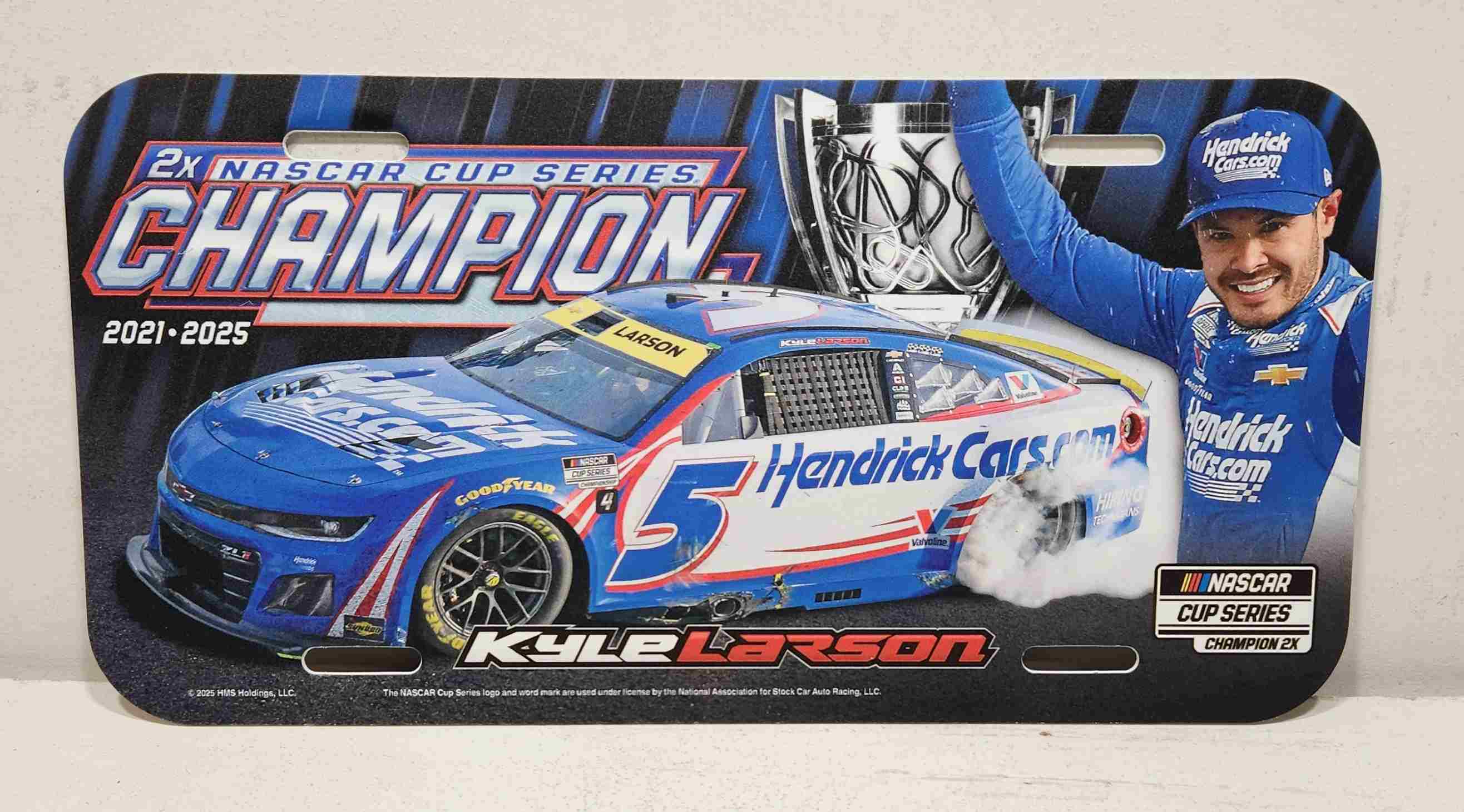 2025 Kyle Larson HendrickCars.com "Nascar Cup Champion" plastic license plate
