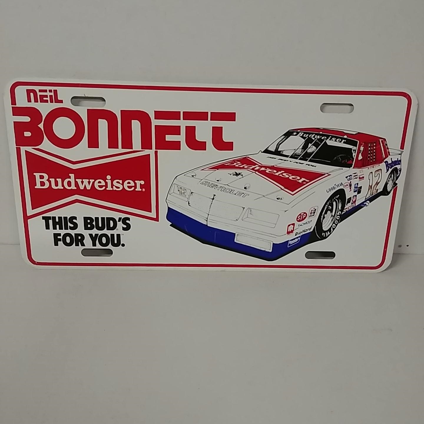 1984 Neil Bonnett Budweiser metal license plate