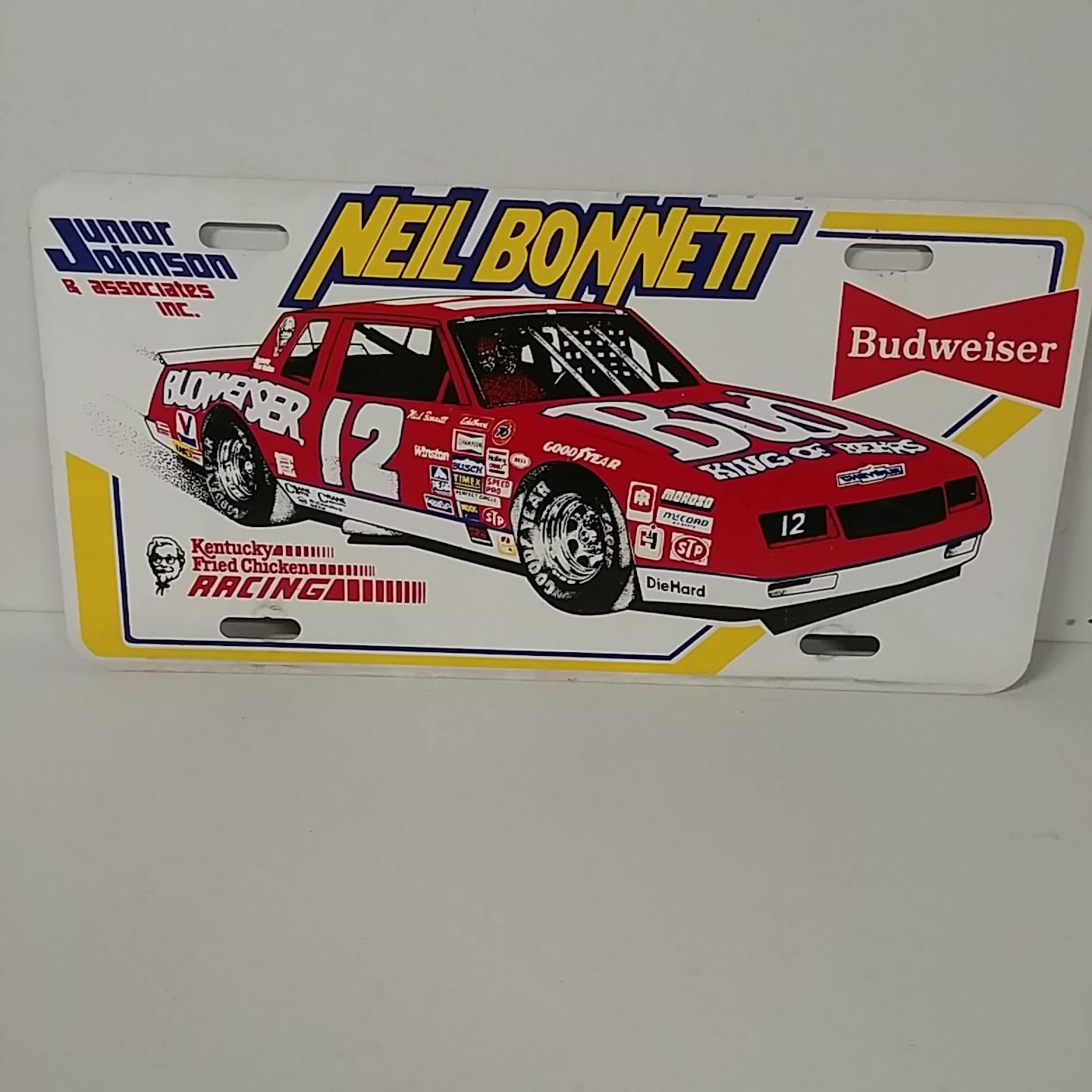 1985 Neil Bonnett Budweiser metal license plate