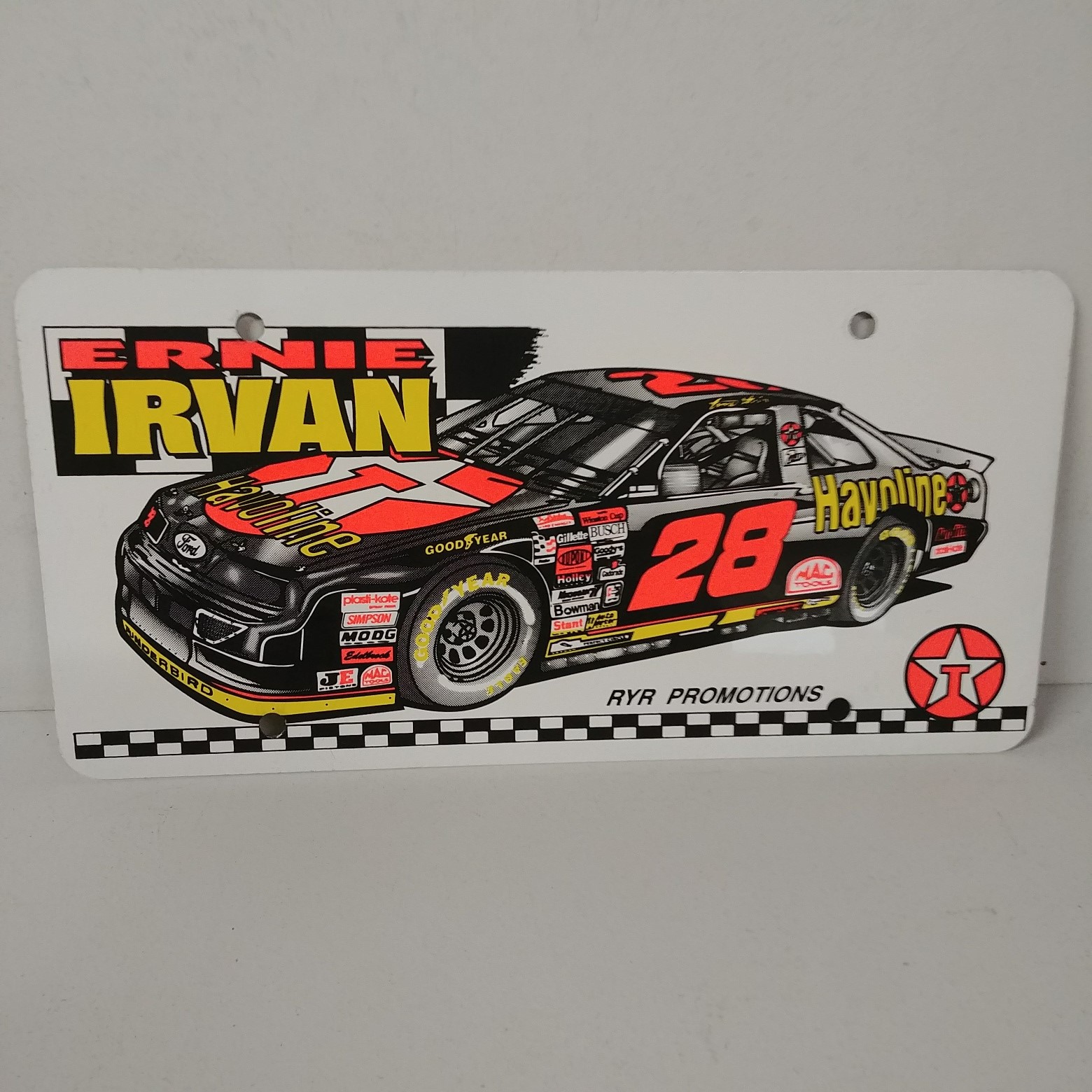 1994 Ernie Irvan Havoline metal license plate