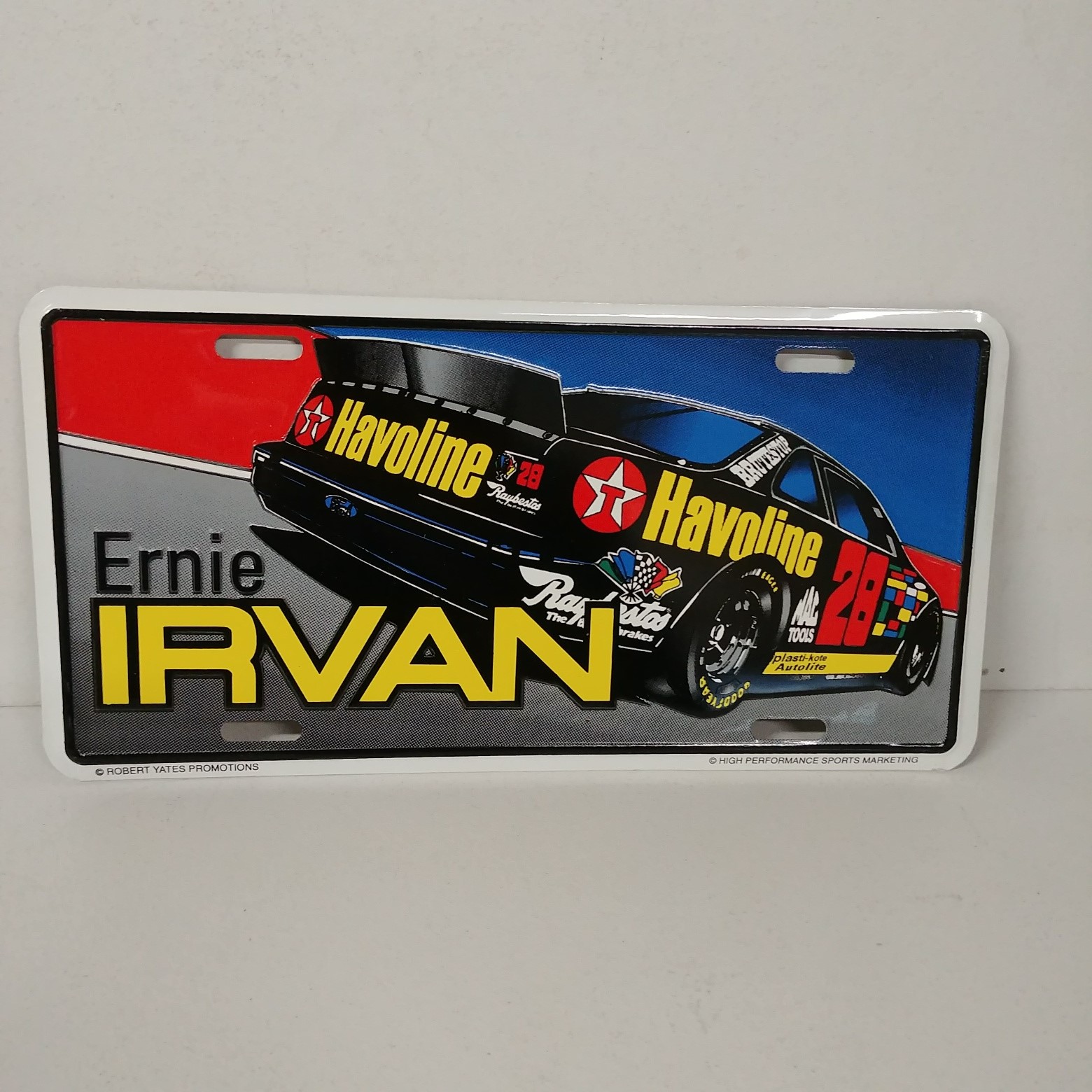 1995 Ernie Irvan Havoline metal license plate