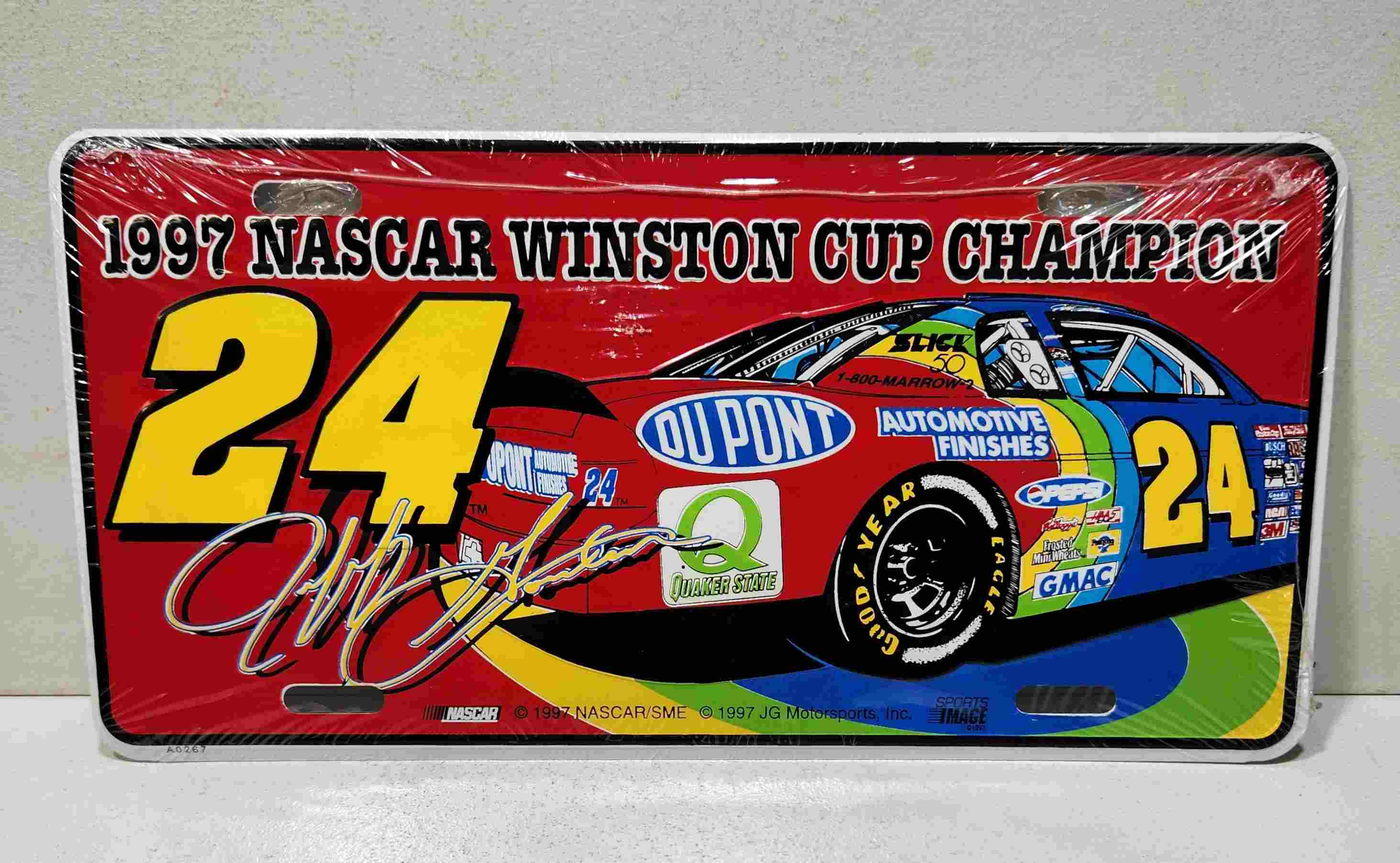 1997 Jeff Gordon Dupont "Winston Cup Champion" metal license plate
