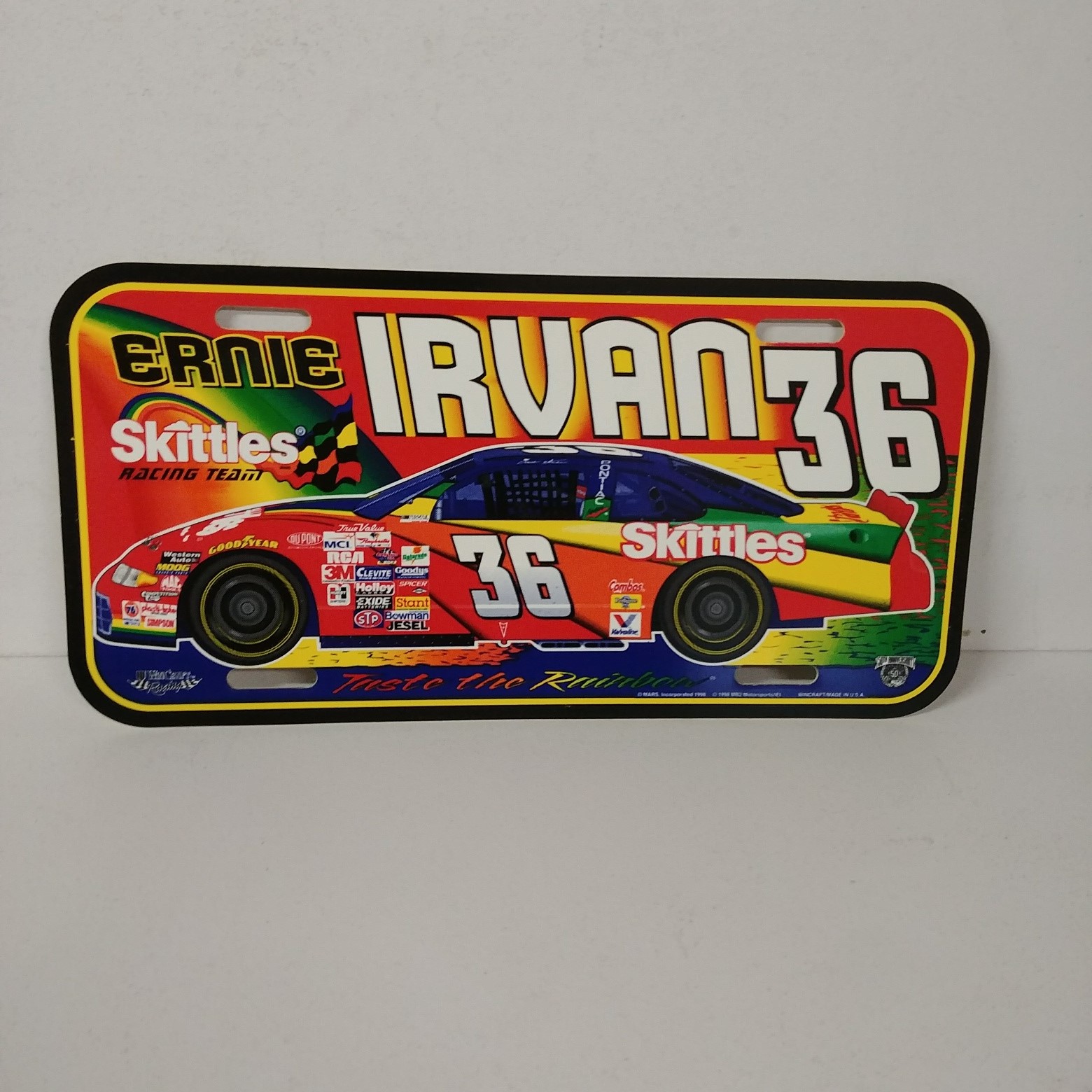1998 Ernie Irvan Skittles plastic license plate