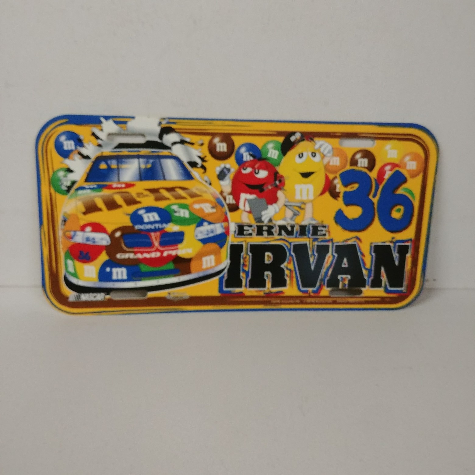 1999 Ernie Irvan M&M's plastic license plate