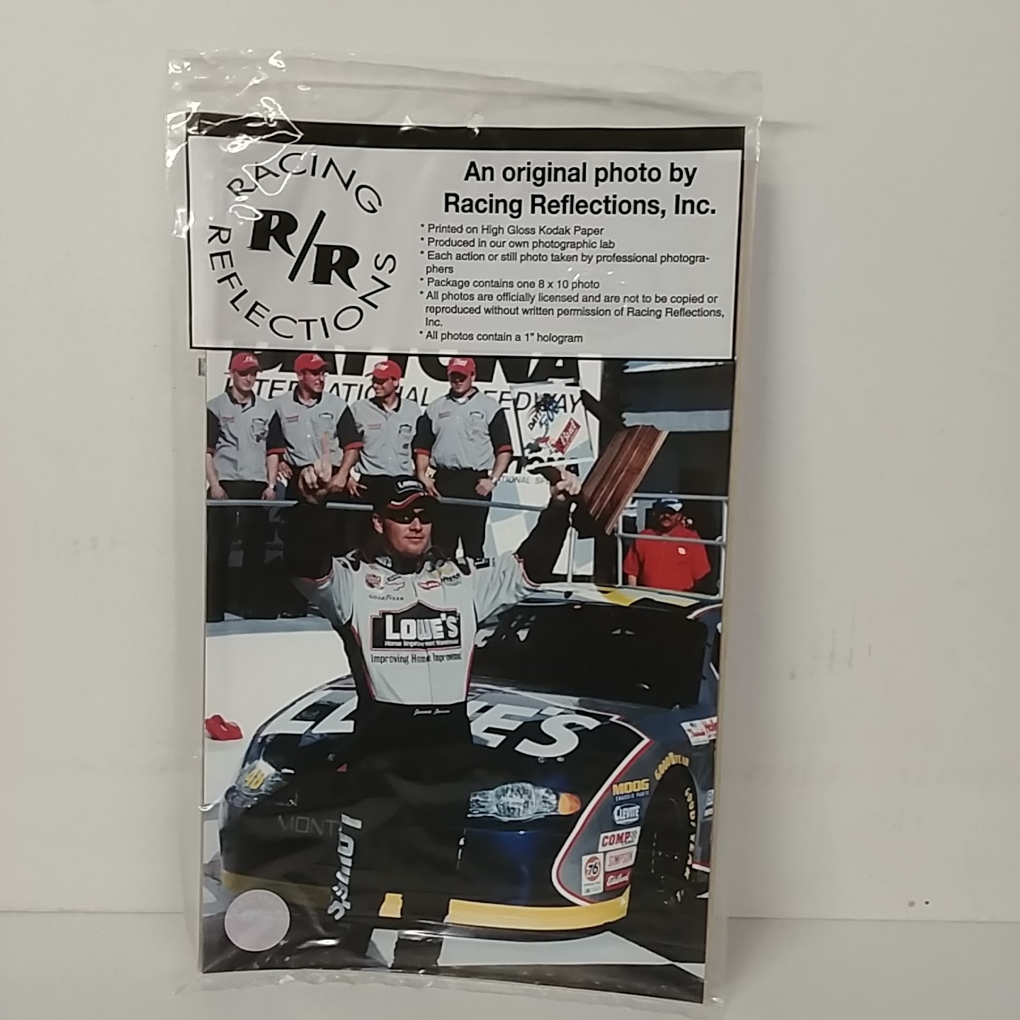 2002 Jimmie Johnson Lowe's "Holding Trophy" Racing Reflections Photo