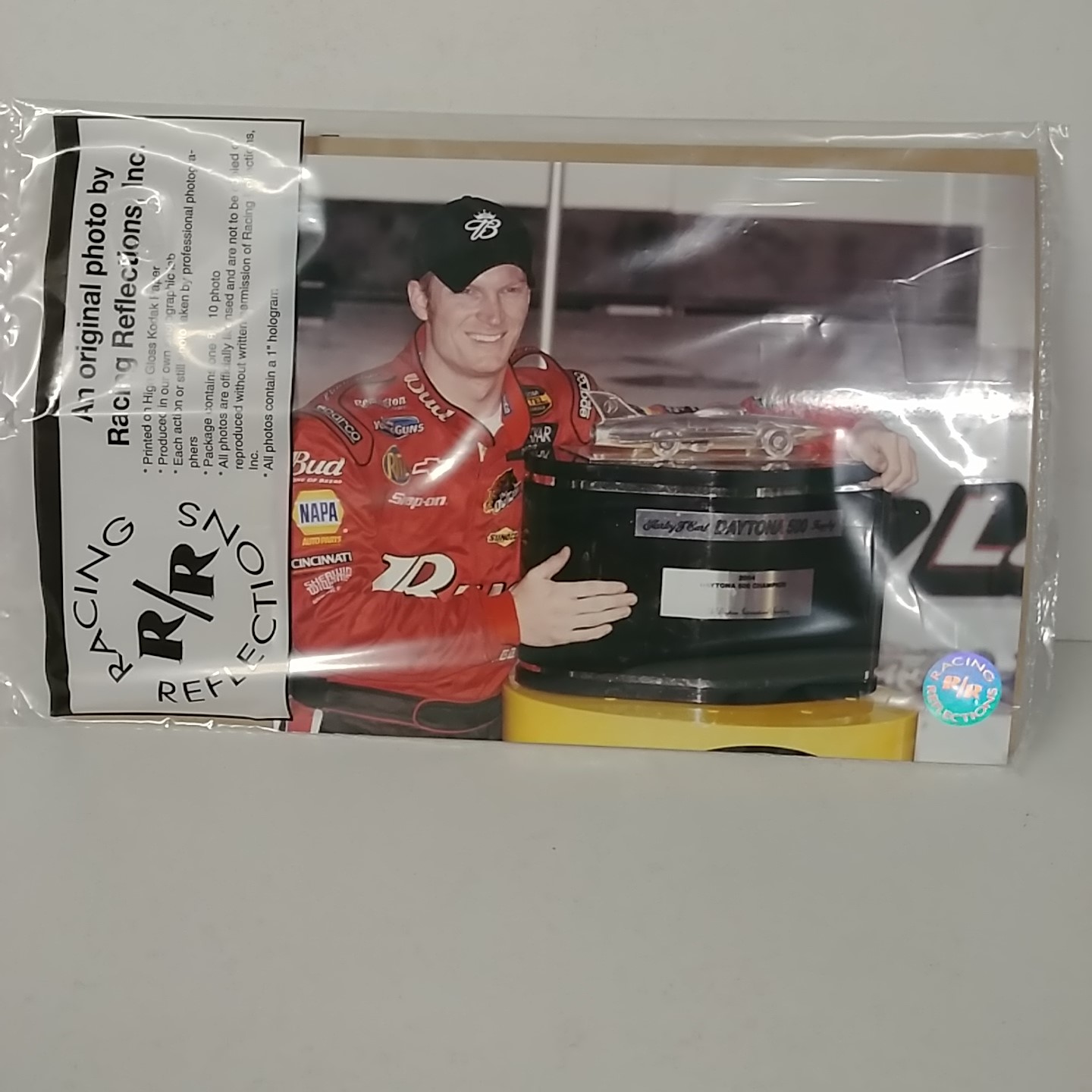 2004 Dale Earnhardt Jr Budweiser "Daytona 500 Winner with Trophy" Racing Reflections Photo