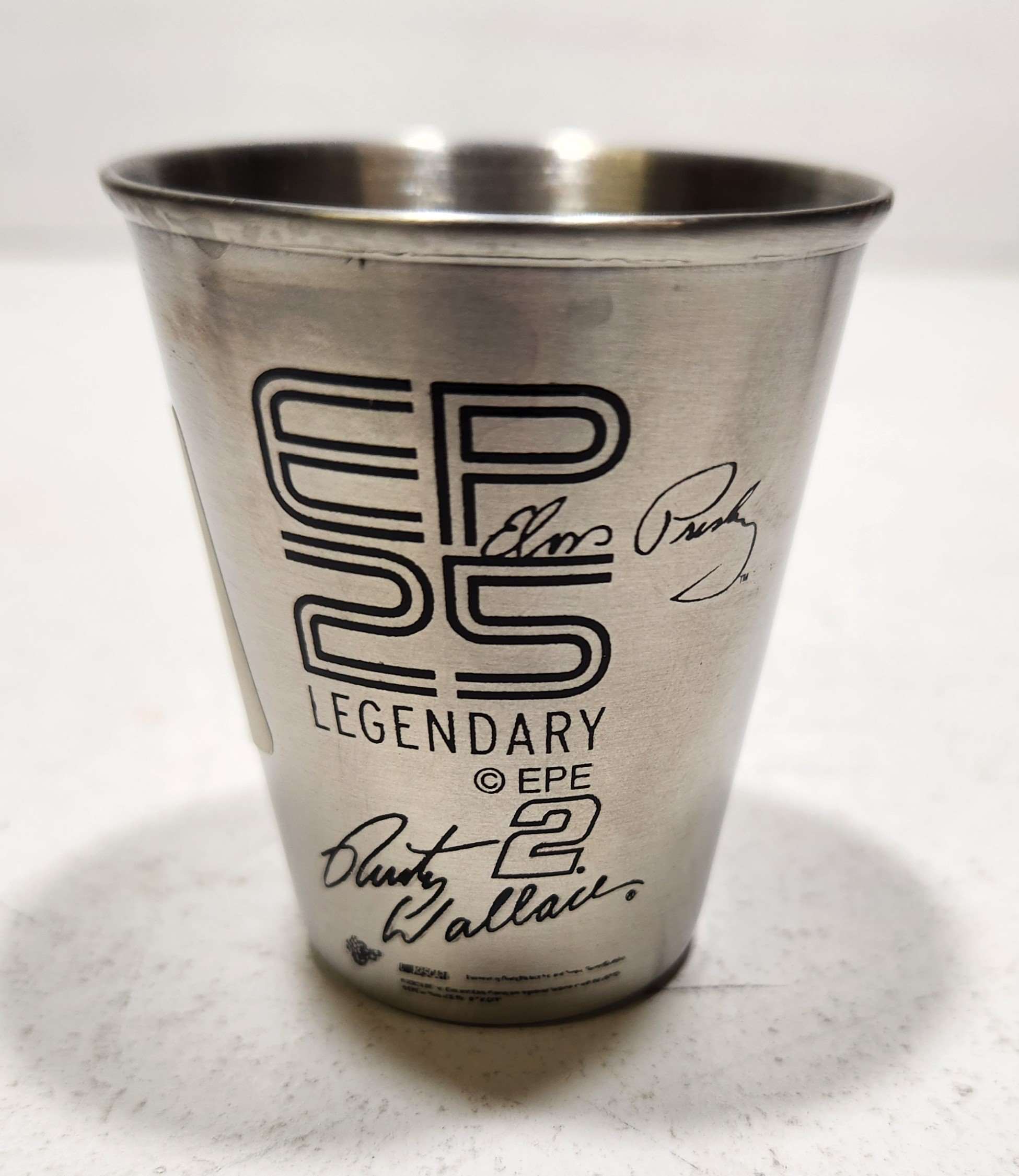 2002 Rusty Wallace metal "Elvis Pressley" shot glass