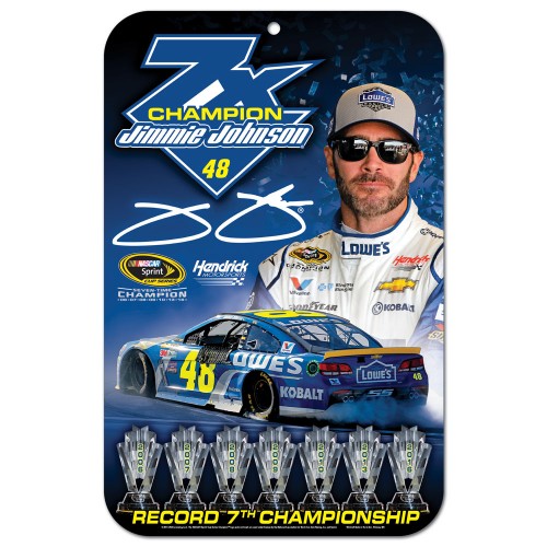 2016 Jimmie Johnson Lowe's 7-Time Champion plastic sign