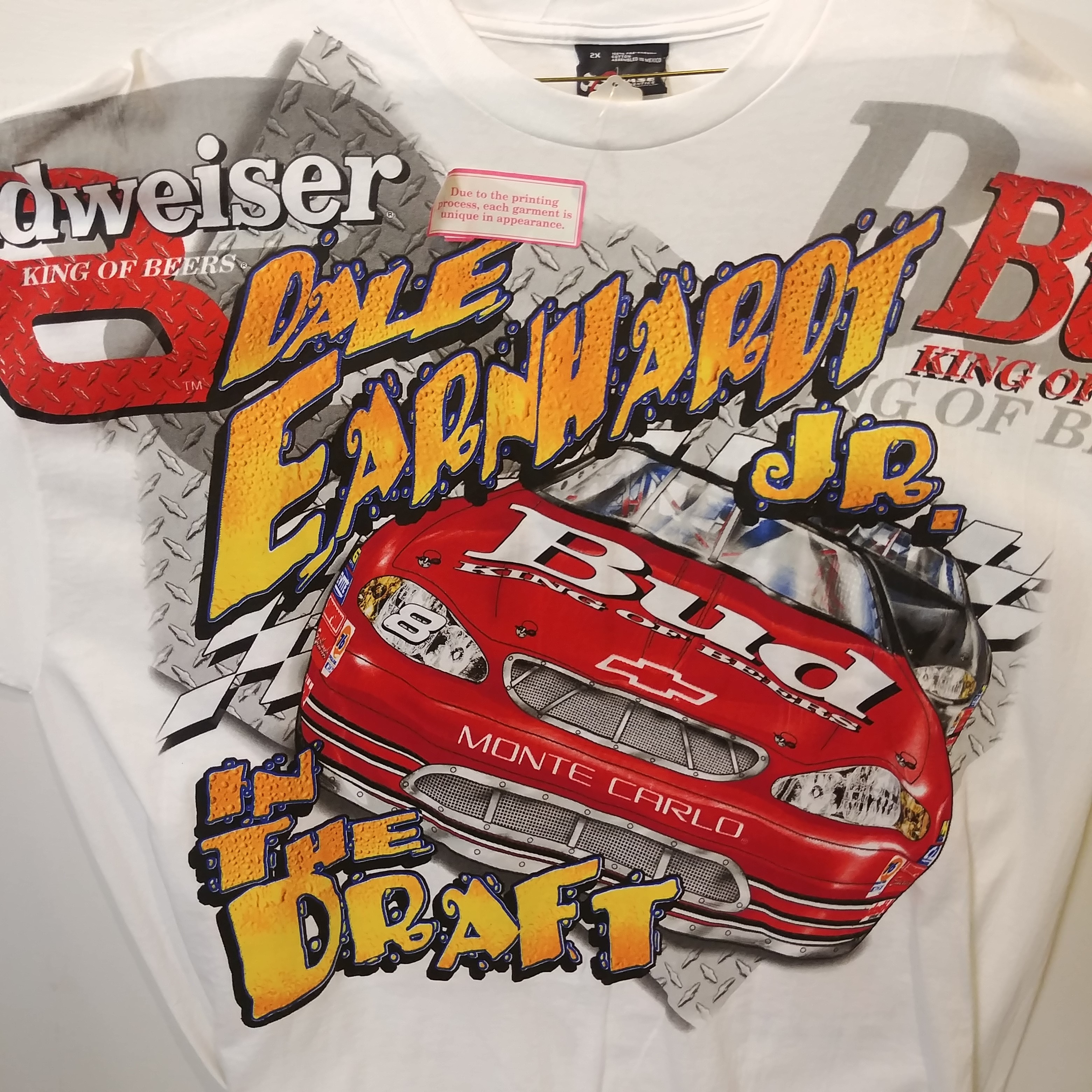 2000 Dale Earnhardt Jr Budweiser  "In The Draft" Total Print tee