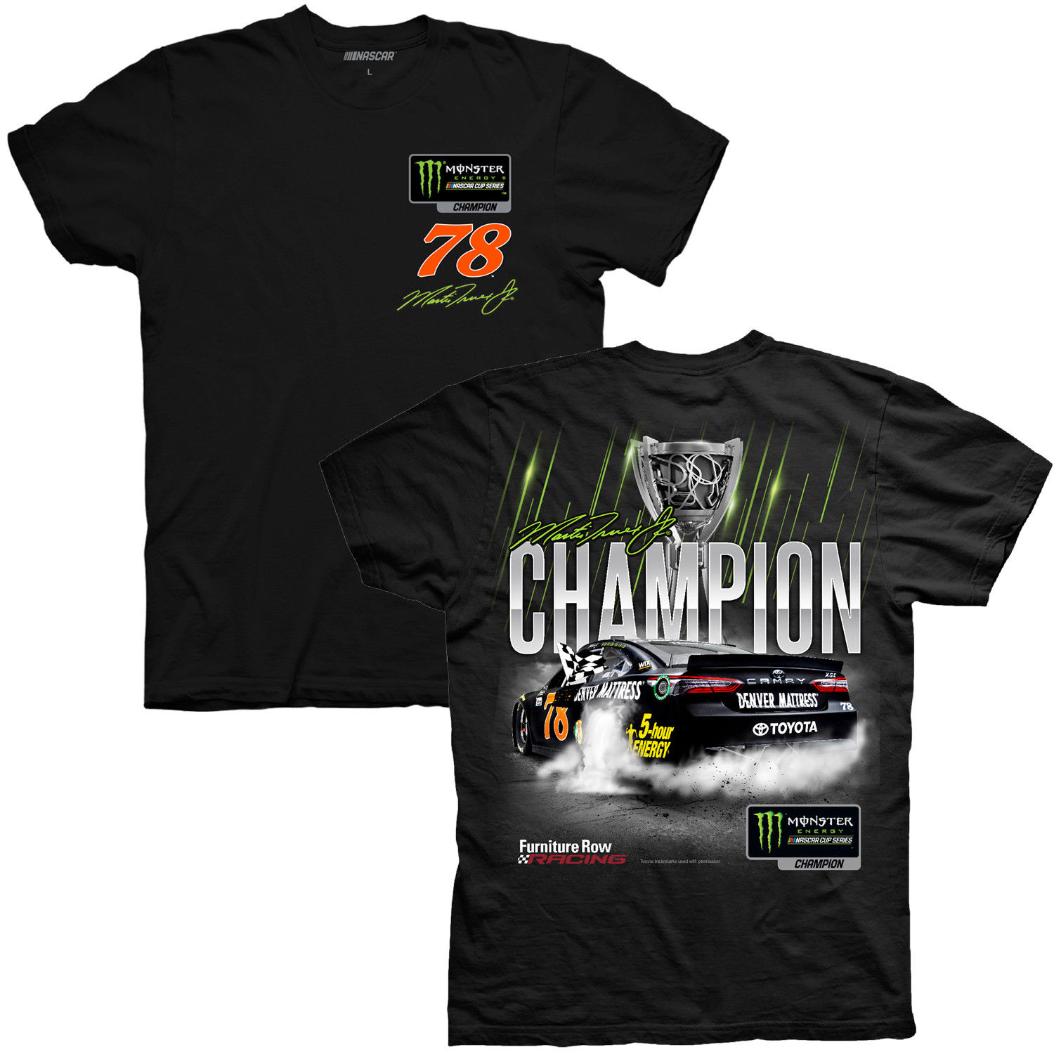 2017 Martin Truex Jr Monster Energy Champion 2 spot black tee