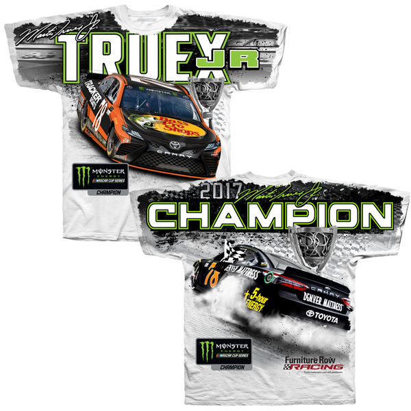 2017 Martin Truex Jr Monster Energy Champion total print white tee