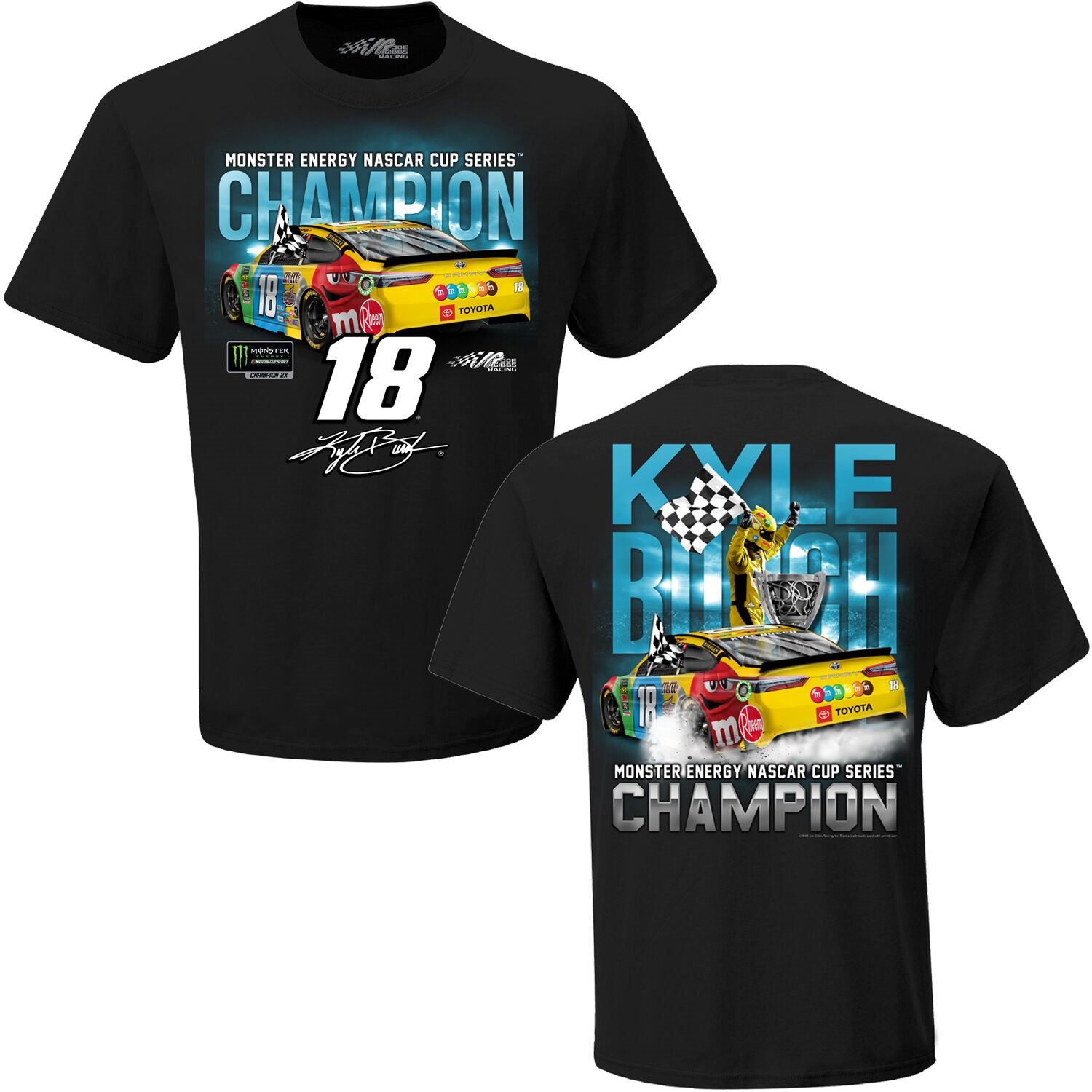 2019 Kyle Busch M&M's "Monster Energy 2 Time Champion" 2 spot black tee