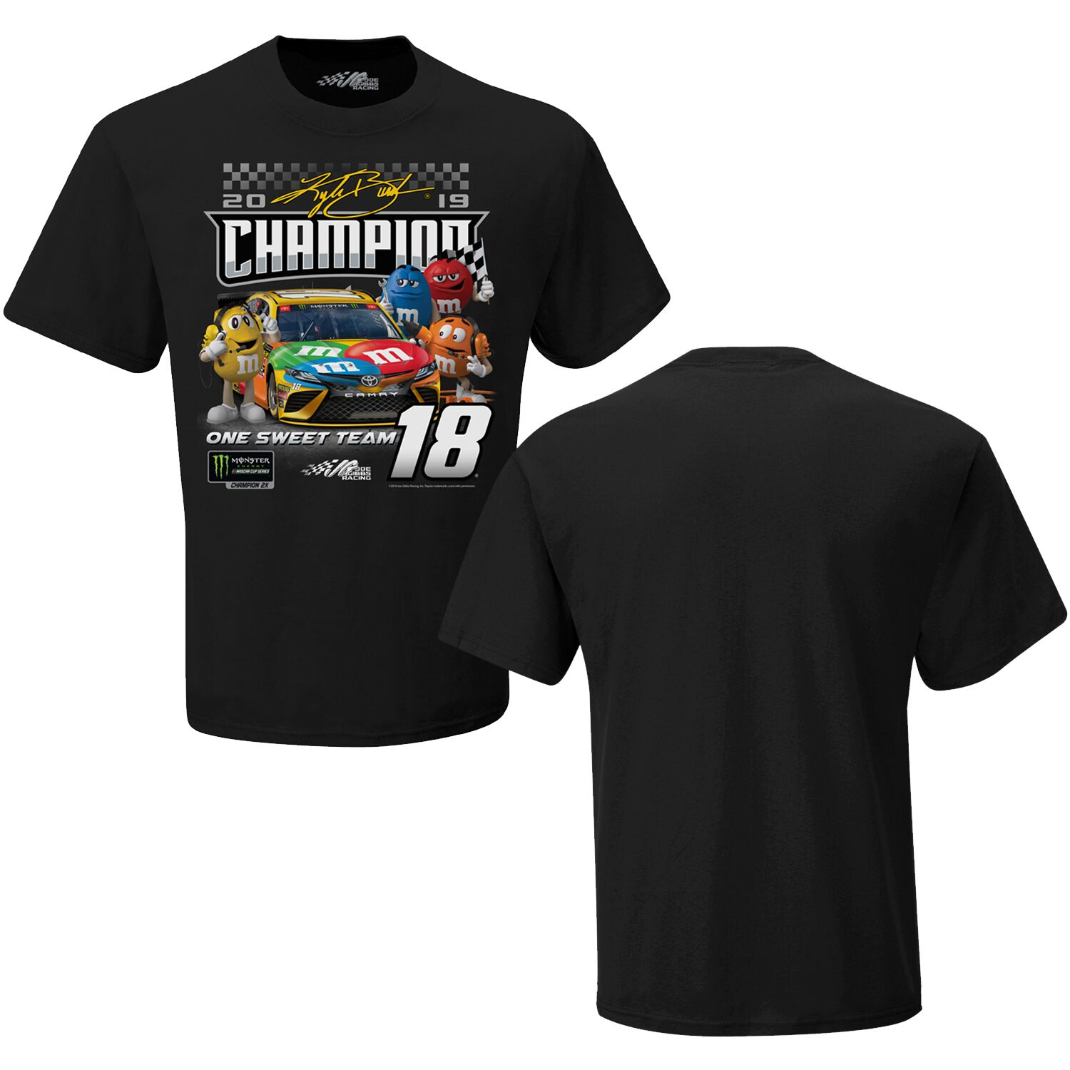 2019 Kyle Busch M&M's "Monster Energy Champion Character" black tee