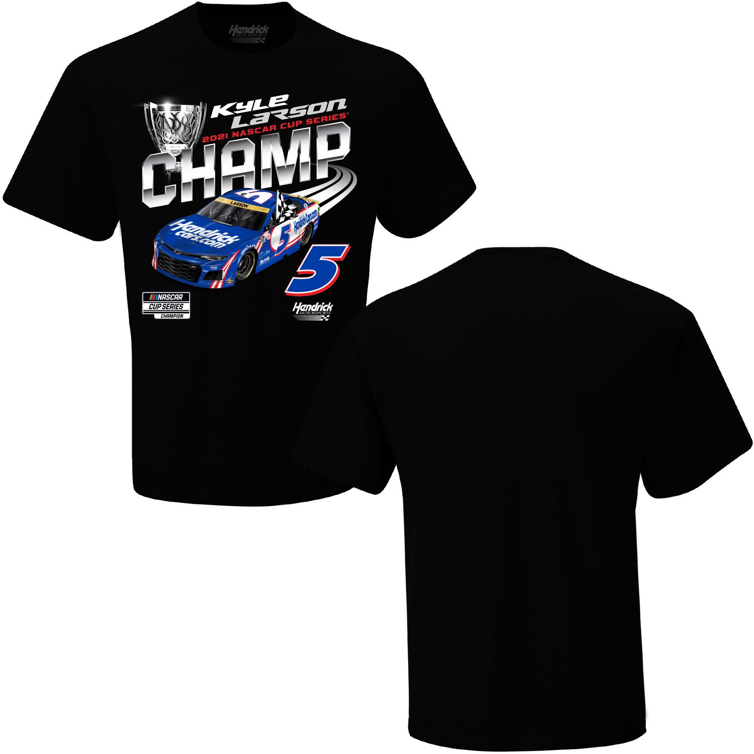 2021 Kyle Larson HendrickCars.com "NASCAR Cup Series Champion" 1 spot black tee