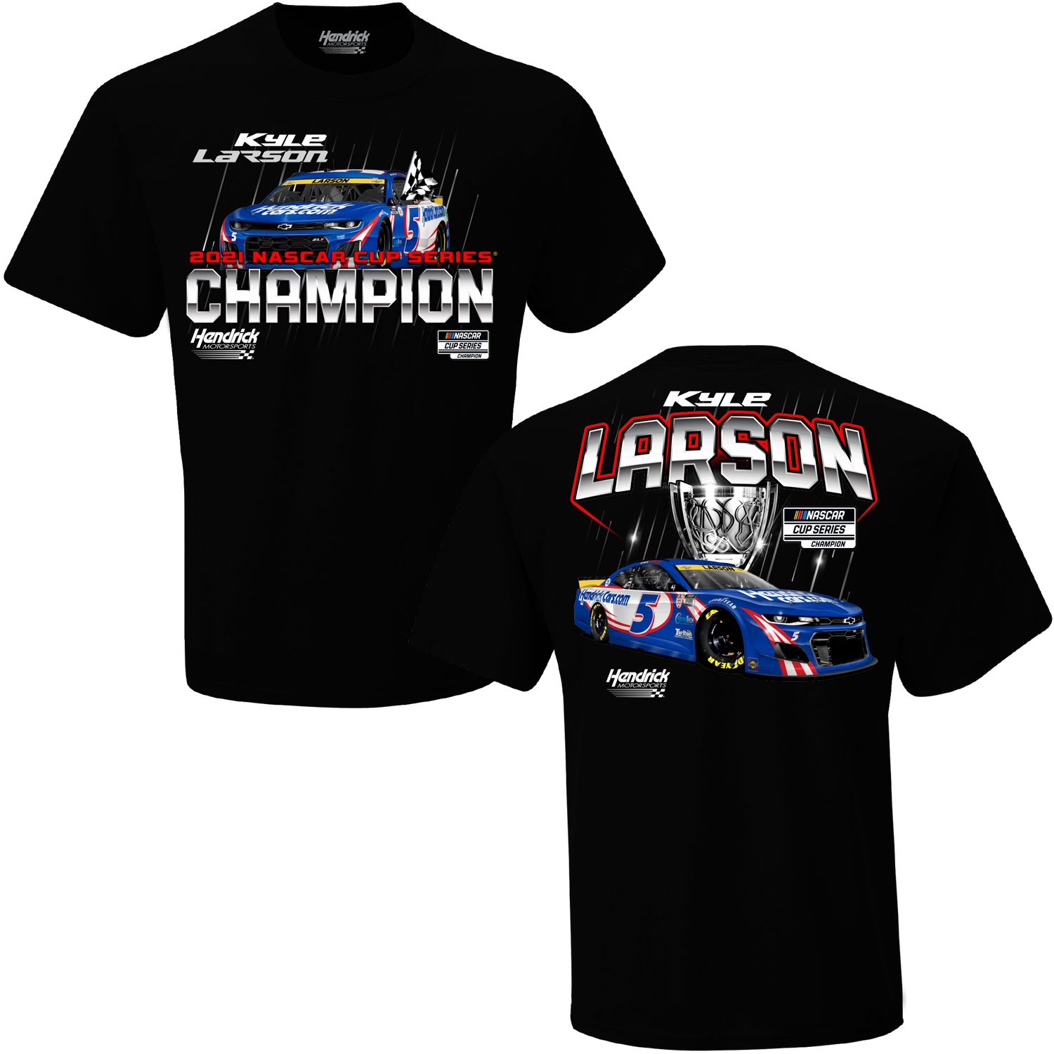 2021 Kyle Larson HendrickCars.com "NASCAR Cup Series Champion" 2 spot black tee