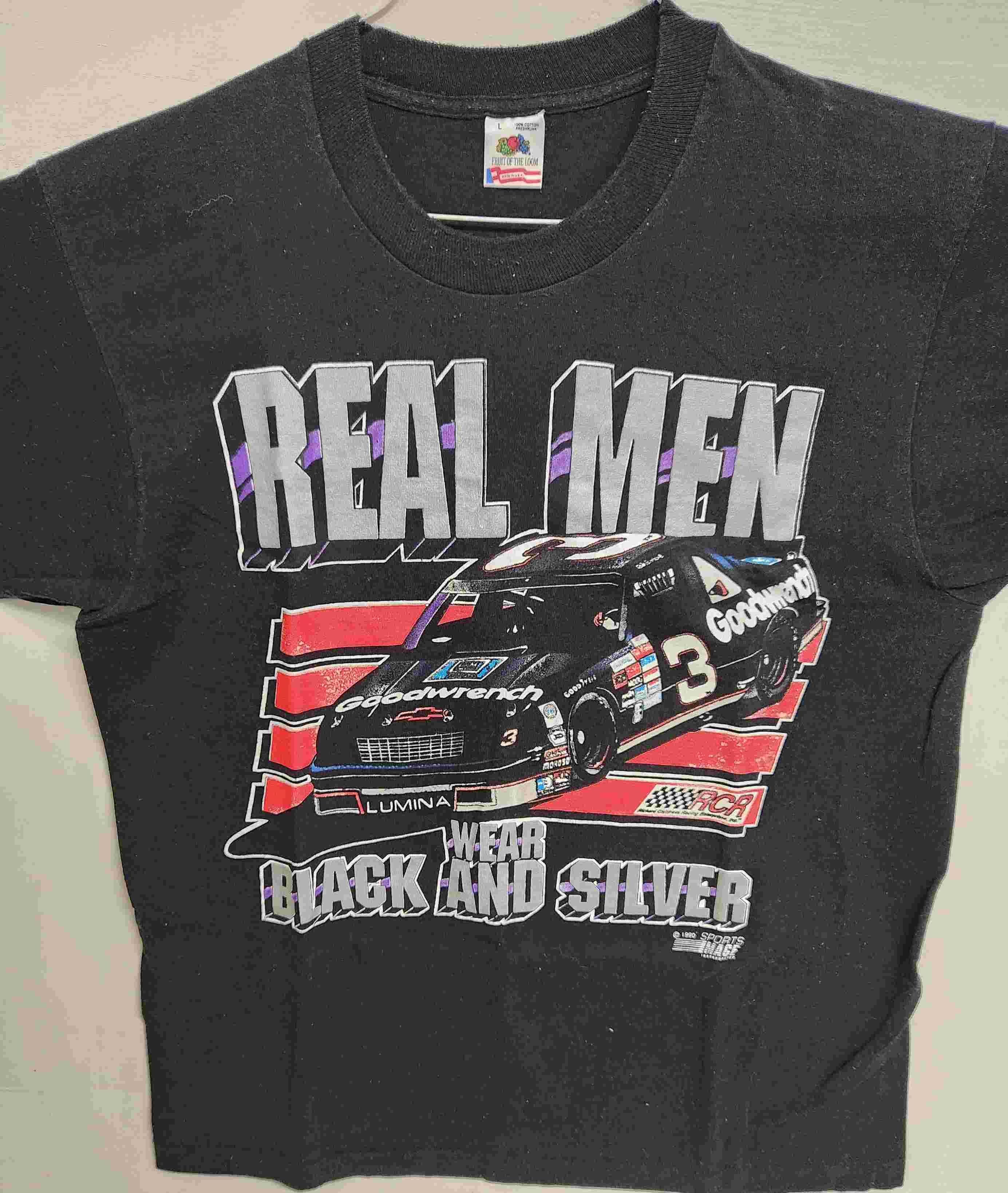 1990 Dale Earnhardt Goodwrench "Real Men Wear Black and Silver" black tee