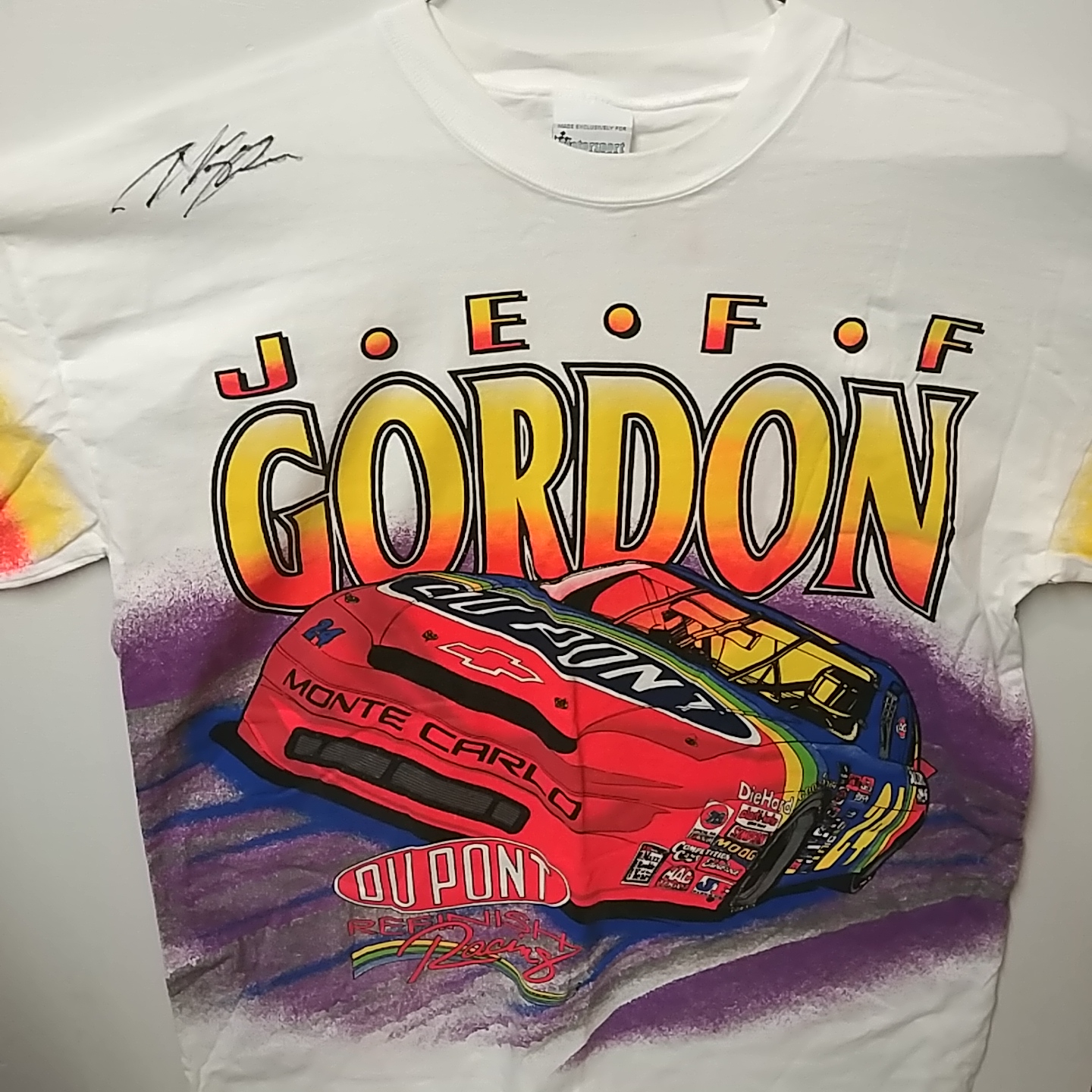 1995 Jeff Gordon Dupont "Life In The Fast Lane" Total Print Autographed tee