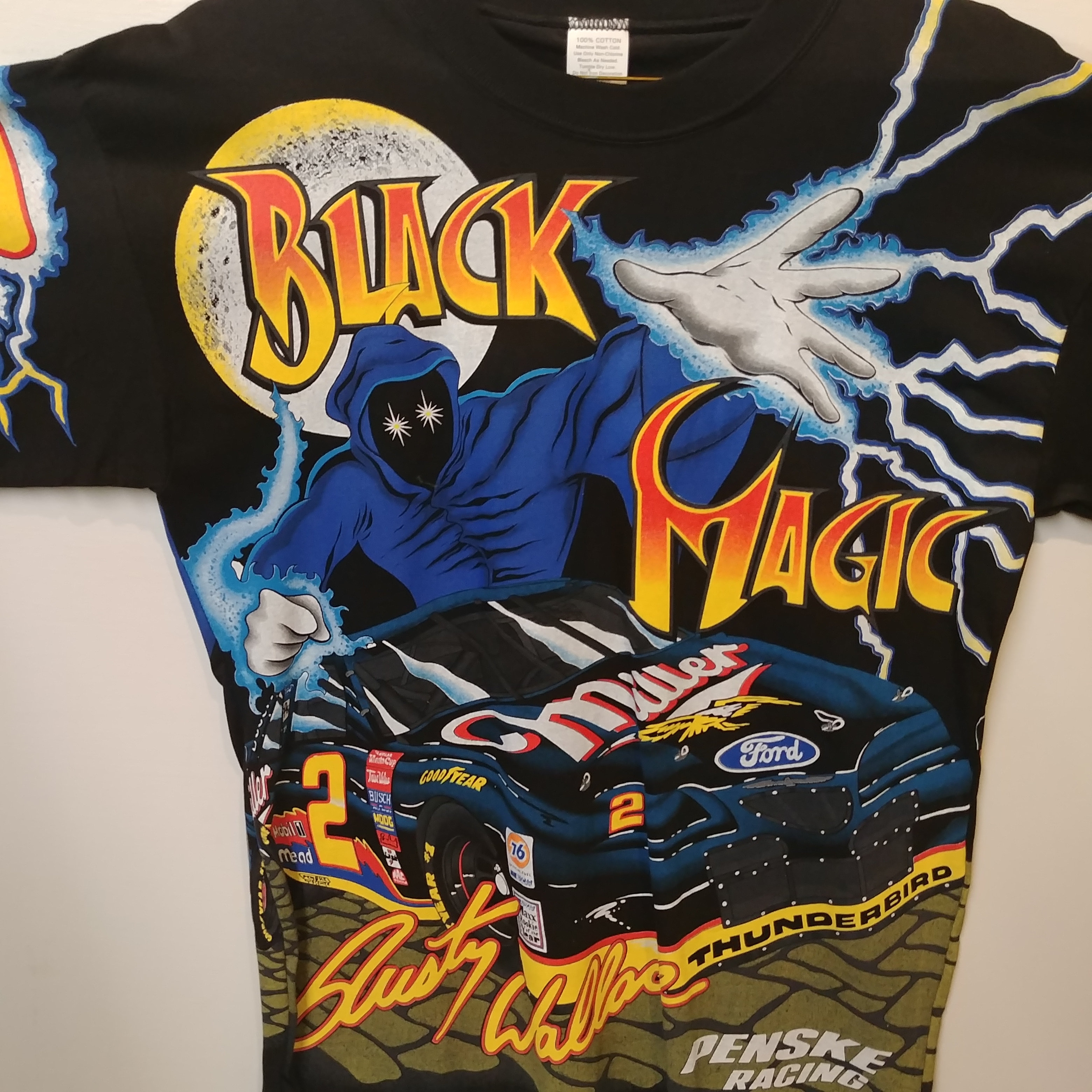 1996 Rusty Wallace Miller "Black Magic" Total Print tee