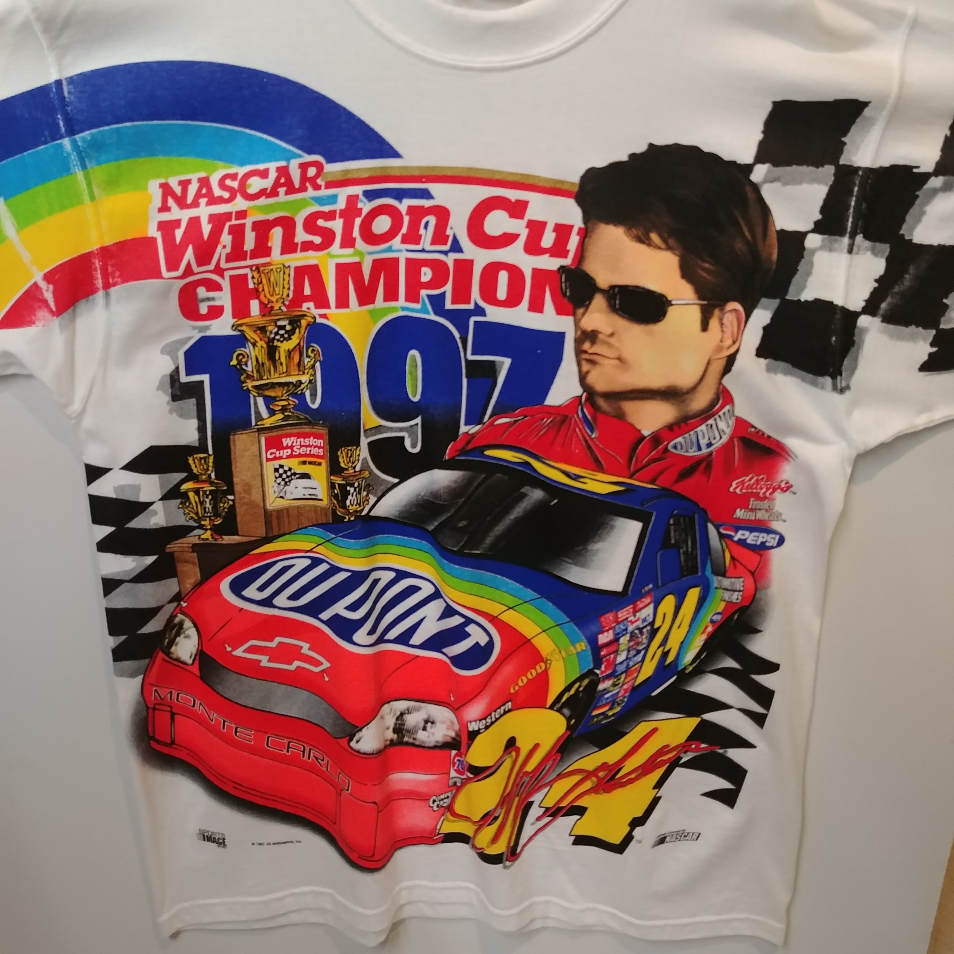 1997 Jeff Gordon Dupont "Winston Cup Champion" total print white tee