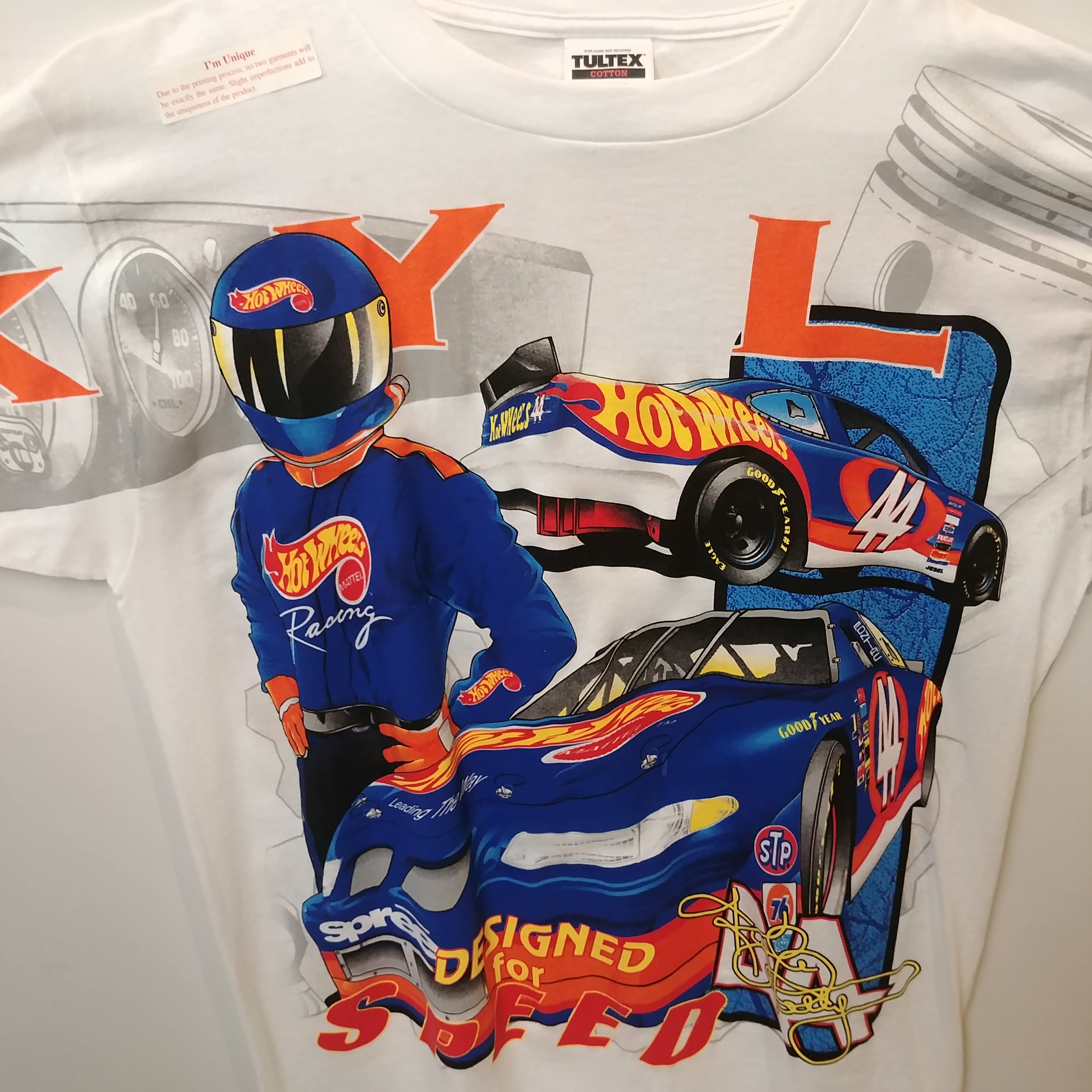 1997 Kyle Petty Hot Wheels "Design For Speed" Total Print tee