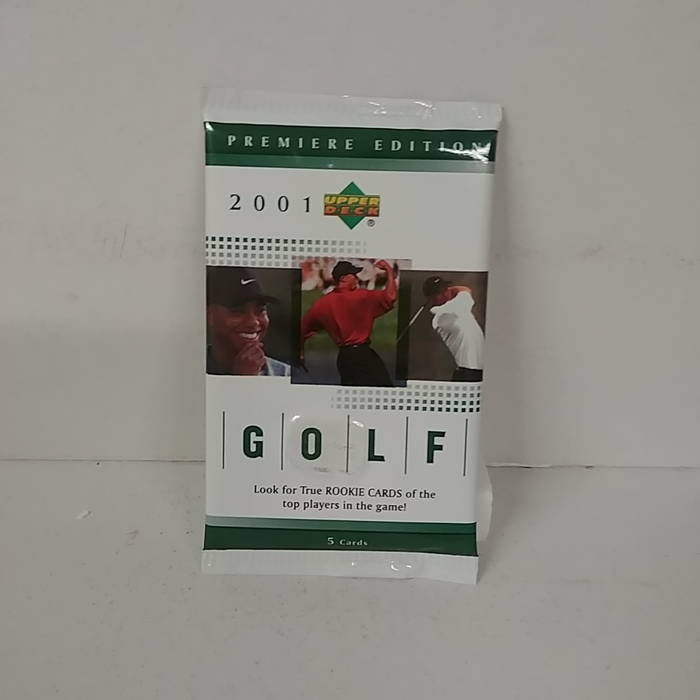 2001 Upper Deck Golf Trading Card Single Pack One Tiger Woods RC per Pack