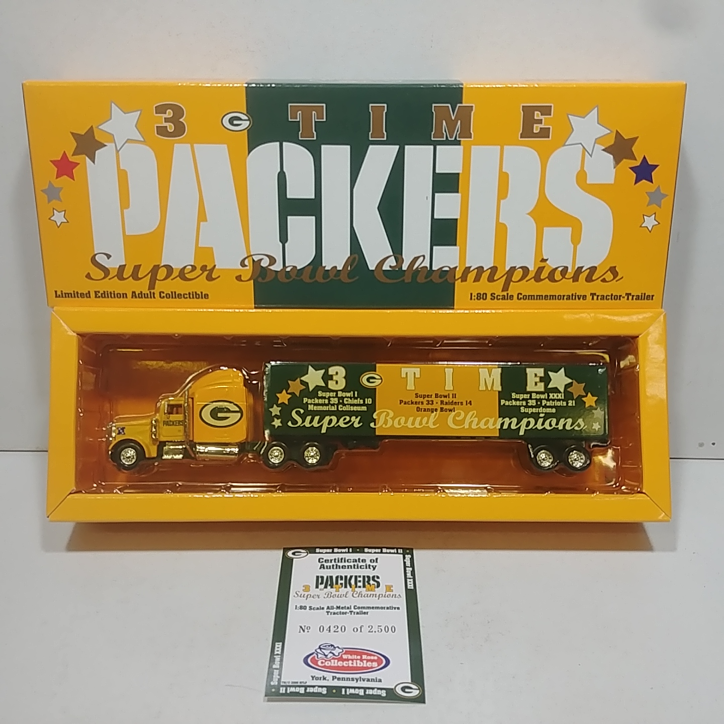 Green Bay Packers 1/80th 3 Time Super Bowl Champions Tribute transporter